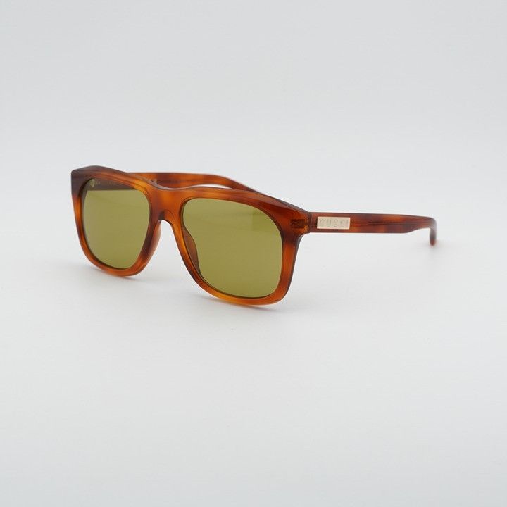 Gucci Gucci GG2077S 005 Sunglasses Havana Square Frame, Green Size ONE SIZE - 1 Thumbnail