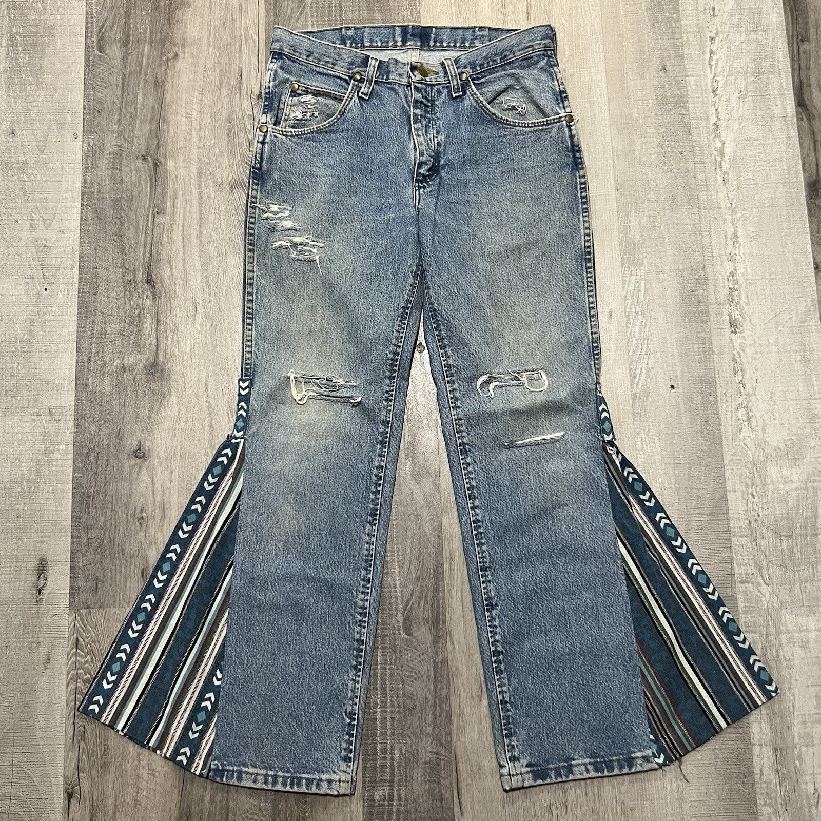 Wrangler VTG Wrangler Flared Hippie Flare Custom Bell Bottom Jeans 30 Size 30" / US 8 / IT 44 - 1 Thumbnail