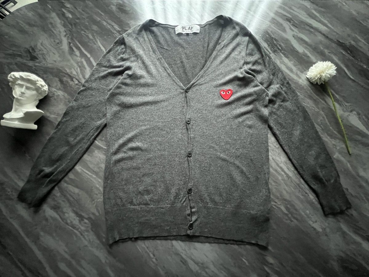 Comme des Garcons PLAY Comme Des Garcons : Play Cardigan Black Gray Heart Size US L / EU 52-54 / 3 - 2 Thumbnail