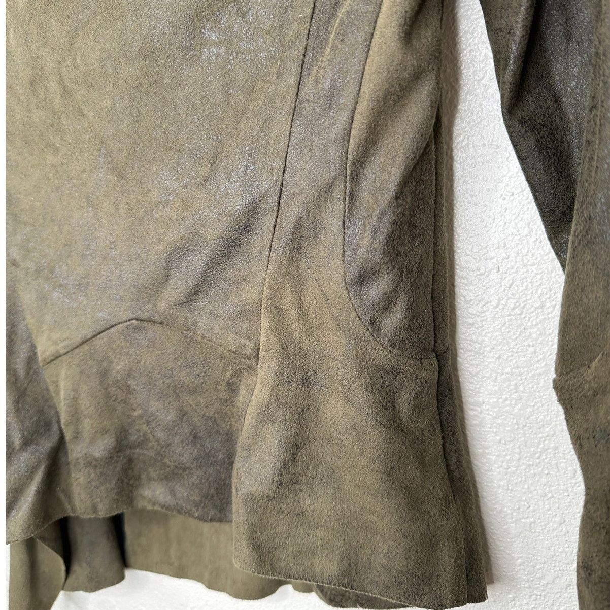 Zara Zara Olive Green Black Suede Side Zip Cowel Neck Jacket XS Size XS / US 0-2 / IT 36-38 - 7 Thumbnail