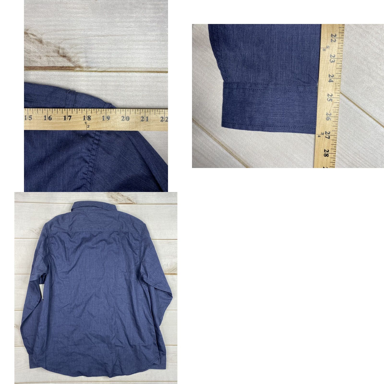 Burnside Burnside Shirt Mens XL Blue Lightweight Button Up Long Sleeve Pockets Dress Work Size 46R - 8 Thumbnail
