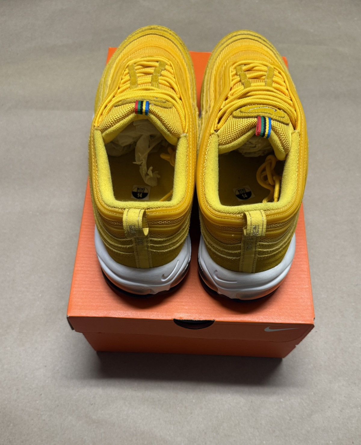 Nike Nike Air Max 97 QS Olympic Rings Yellow size 14 mens Rare! Size US 14 / EU 47 - 4 Thumbnail