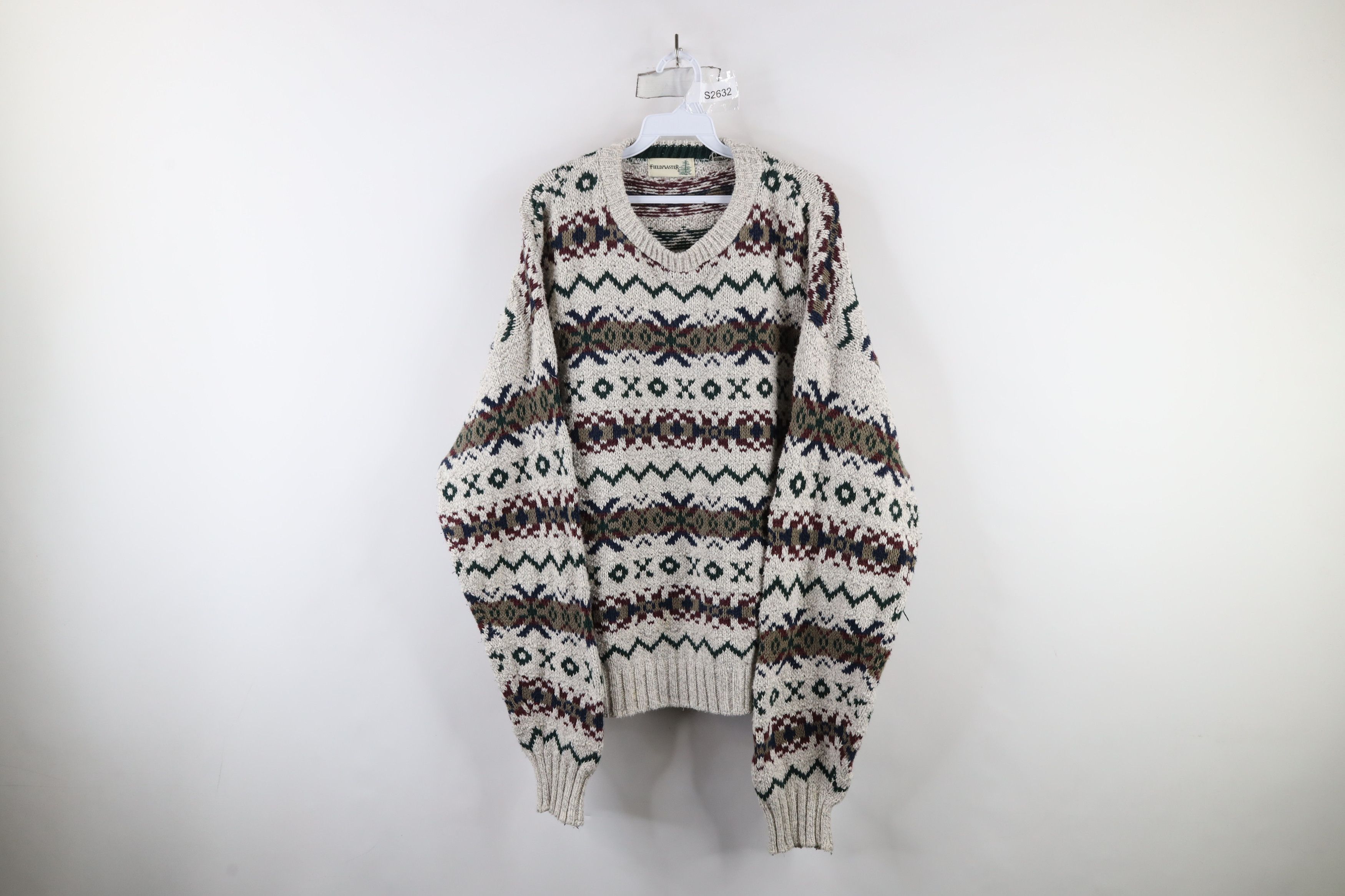 Vintage Vintage 90s Streetwear Heavy Fair Isle Knit Dad Sweater USA Size US XL / EU 56 / 4 - 1 Thumbnail