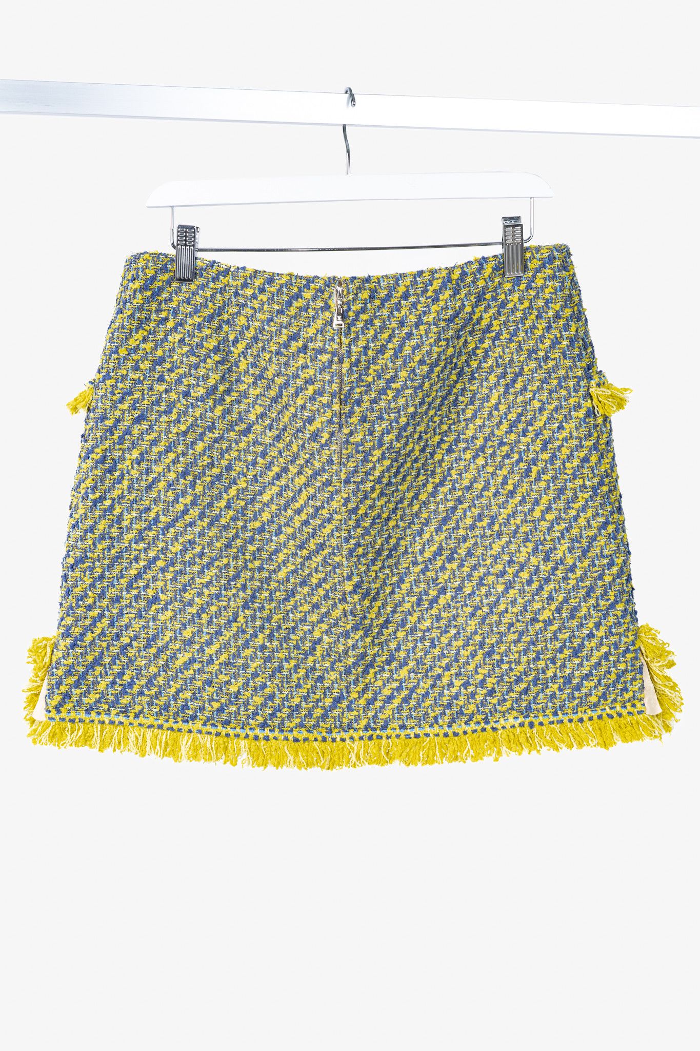 Louis Vuitton Louis Vuitton Yellow & Blue Cotton-Tweed Mini Skirt Size 28" / US 6 / IT 42 - 2 Thumbnail