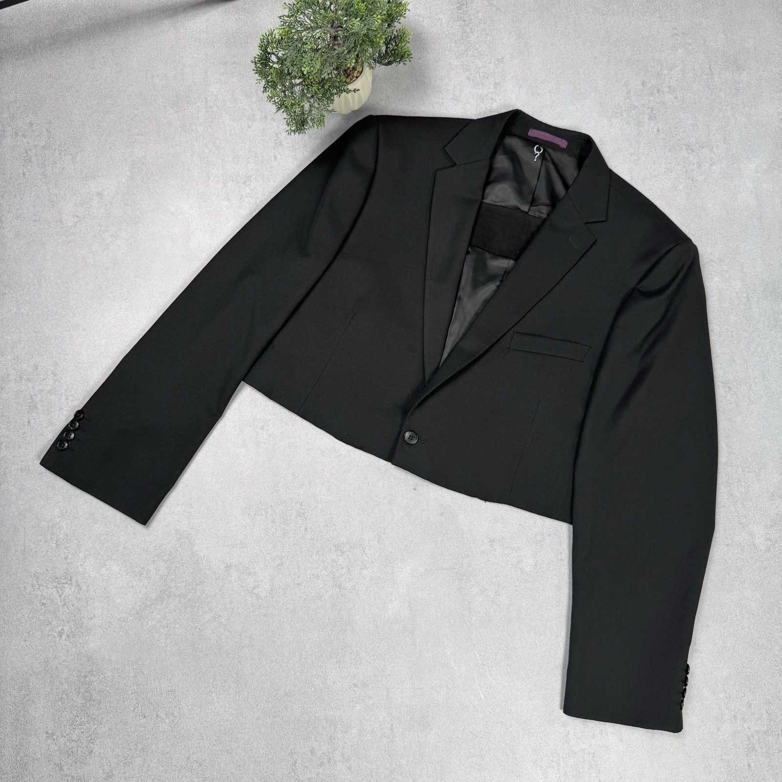 Vintage Oblivious? Recycled Croped Blazer Jacket Women Black Size ONE SIZE - 1 Thumbnail