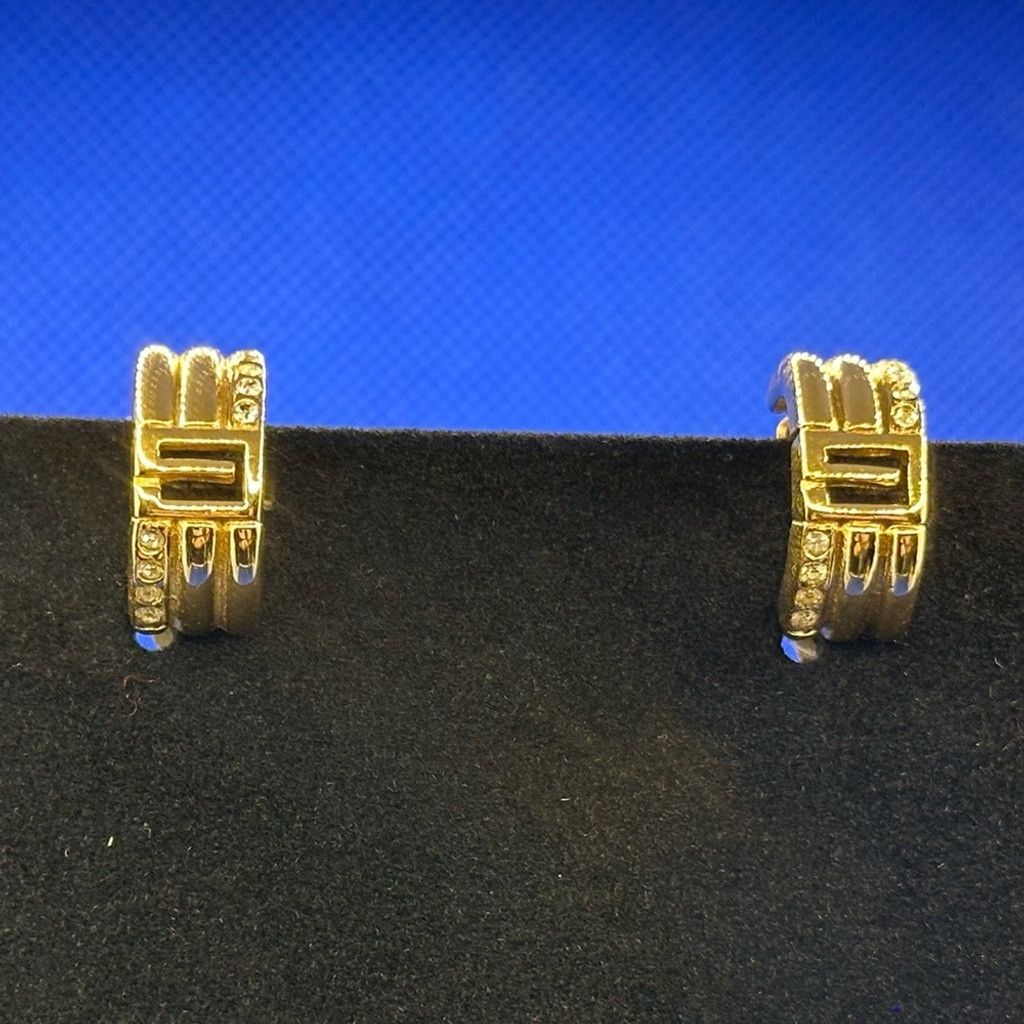 Givenchy GIVENCHY G logo clip gold and crystal earrings Size ONE SIZE - 2 Thumbnail
