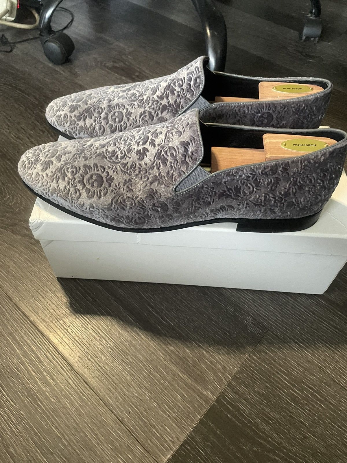 Robert Graham Sonoma Floral Skull-Embossed Velvet Loafers Size US 12 / EU 45 - 5 Thumbnail