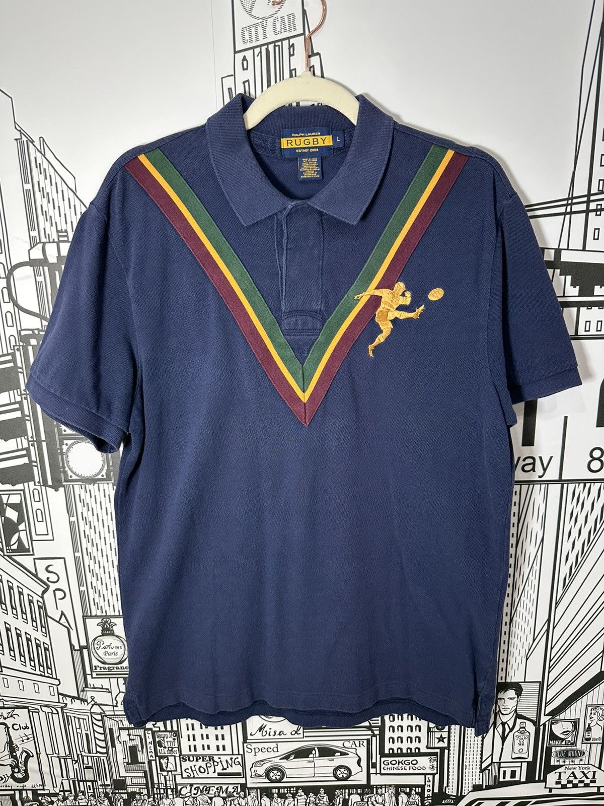 Rugby Ralph Lauren Rugby Ralph Lauren Big Kicker Chevron Pattern Polo Navy L Size US L / EU 52-54 / 3 - 1 Thumbnail