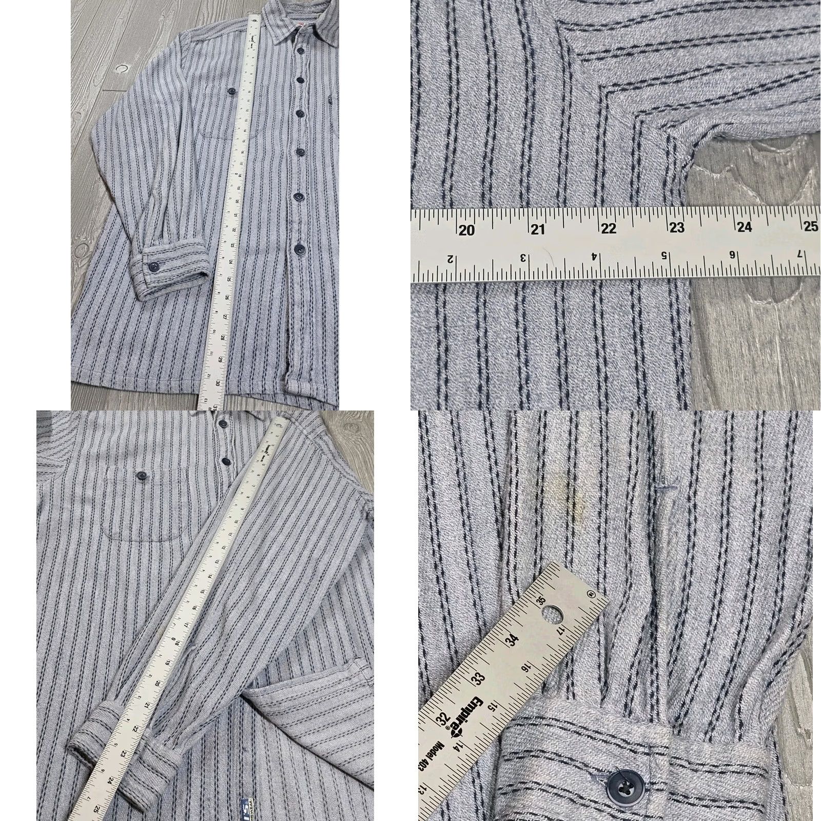 Levi's VTG Levi's Work Shirt Men Long Sleeve Stripe Button Up XL Gray 100% Cotton Western 90s Denim Style Shirt Mens Size US XL / EU 56 / 4 - 9 Thumbnail