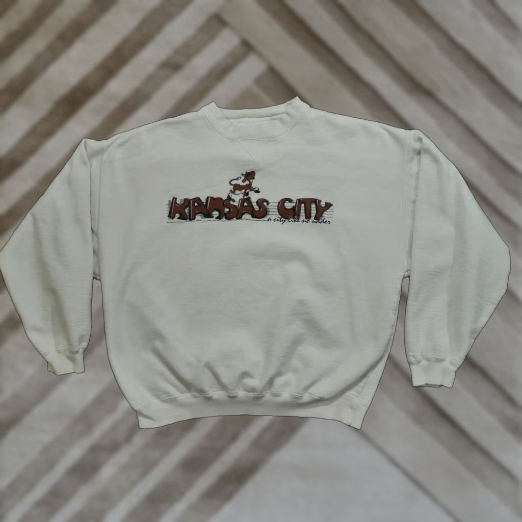 Spell VINTAGE Gear Sweatshirt Men Adult Large White Pullover Cow Town Spell Out Y2K Logo 90s? Size US L / EU 52-54 / 3 - 1 Thumbnail
