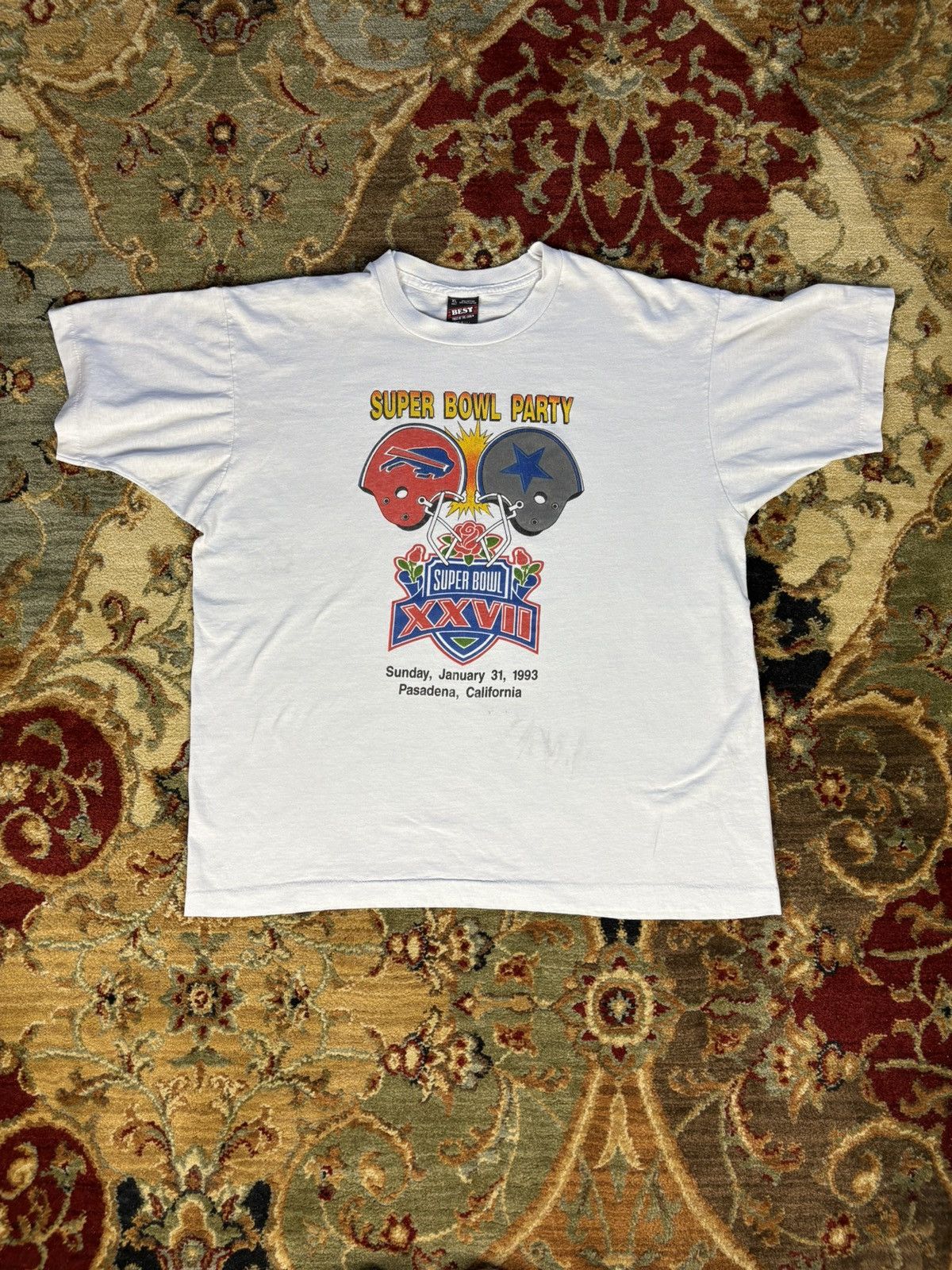 NFL × Vintage Vintage 1993 Bills VS Cowboys Tshirt Size US XL / EU 56 / 4 - 1 Thumbnail