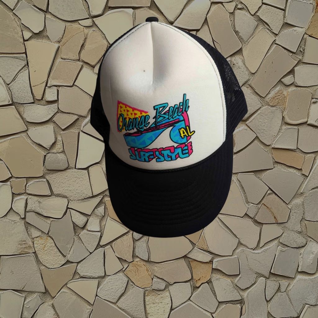 Cobra Hat Mens Osfm Black Trucker Retro Surf Style Orange Beach Al Mesh, Men's