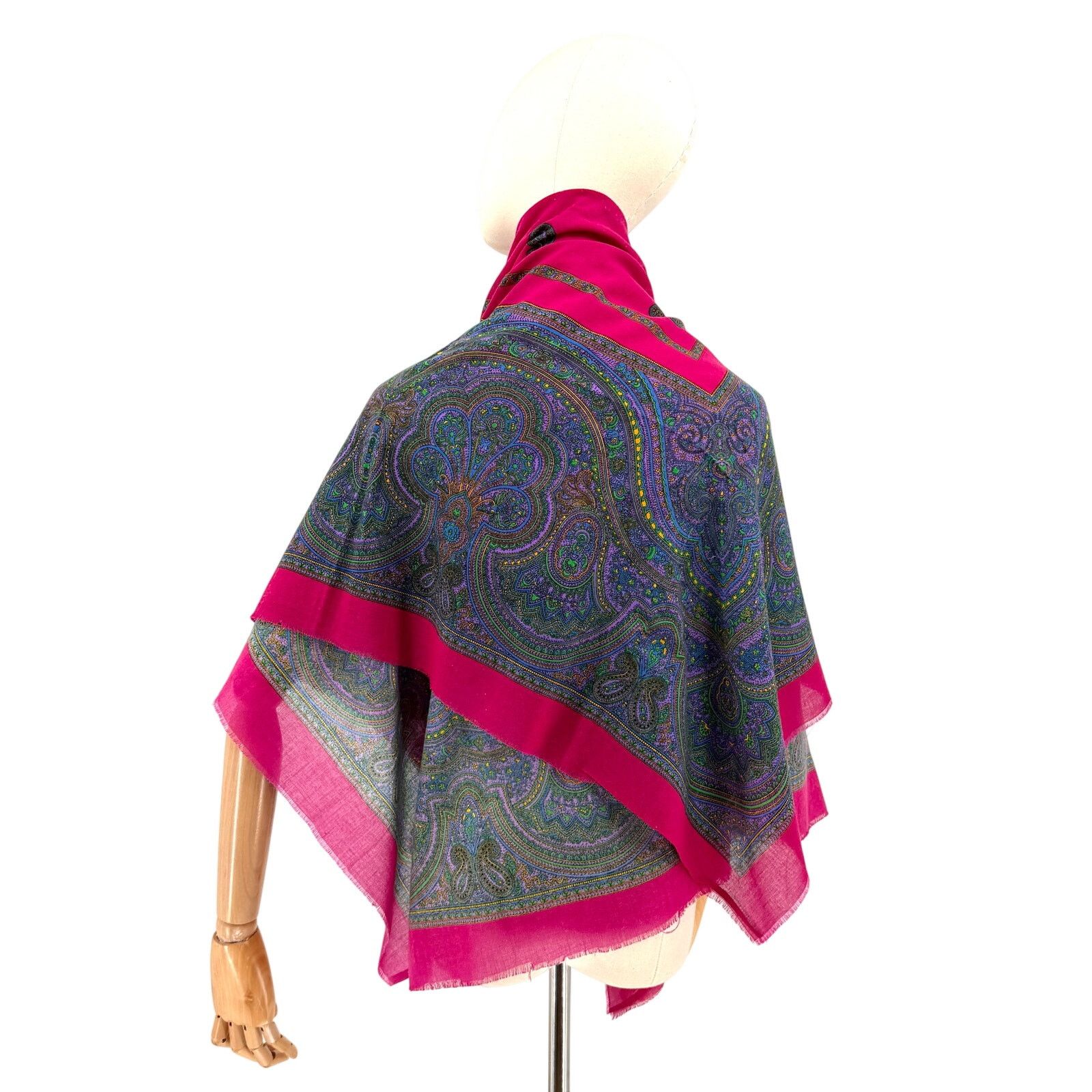 Vintage Vintage 70s Pink Paisley Oversized Square Scarf Size ONE SIZE - 2 Thumbnail