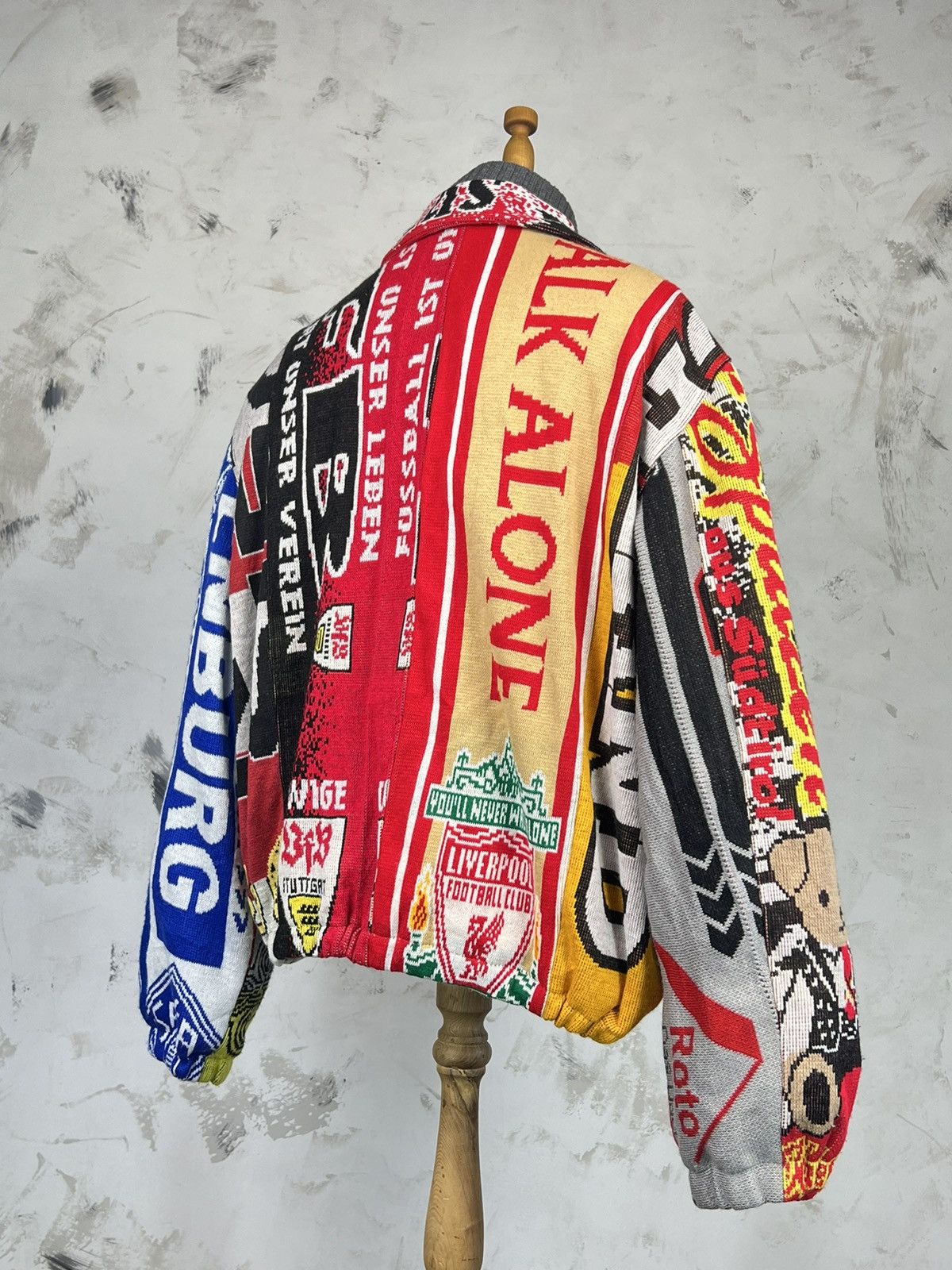 Vintage Vintage Football Skarf Pathwork Bomber Jacket Size L - XL Size US XL / EU 56 / 4 - 4 Thumbnail