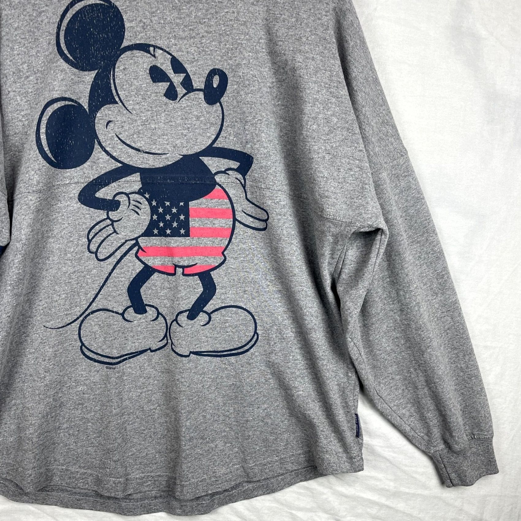 Disney Mickey Mouse Shirt Mens Medium Spirit Jersey Disney Gray Long Sleeve Puffy Print Size US M / EU 48-50 / 2 - 3 Thumbnail