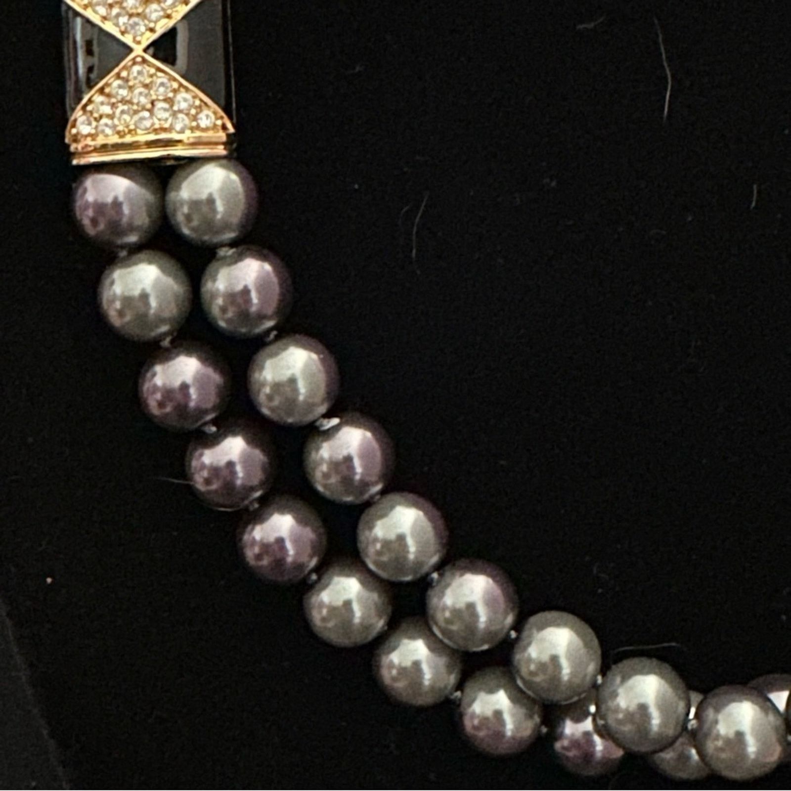 Other Vintage Y2K Black Pearl & Rhinestone Double Strand Necklace Size ONE SIZE - 5 Thumbnail