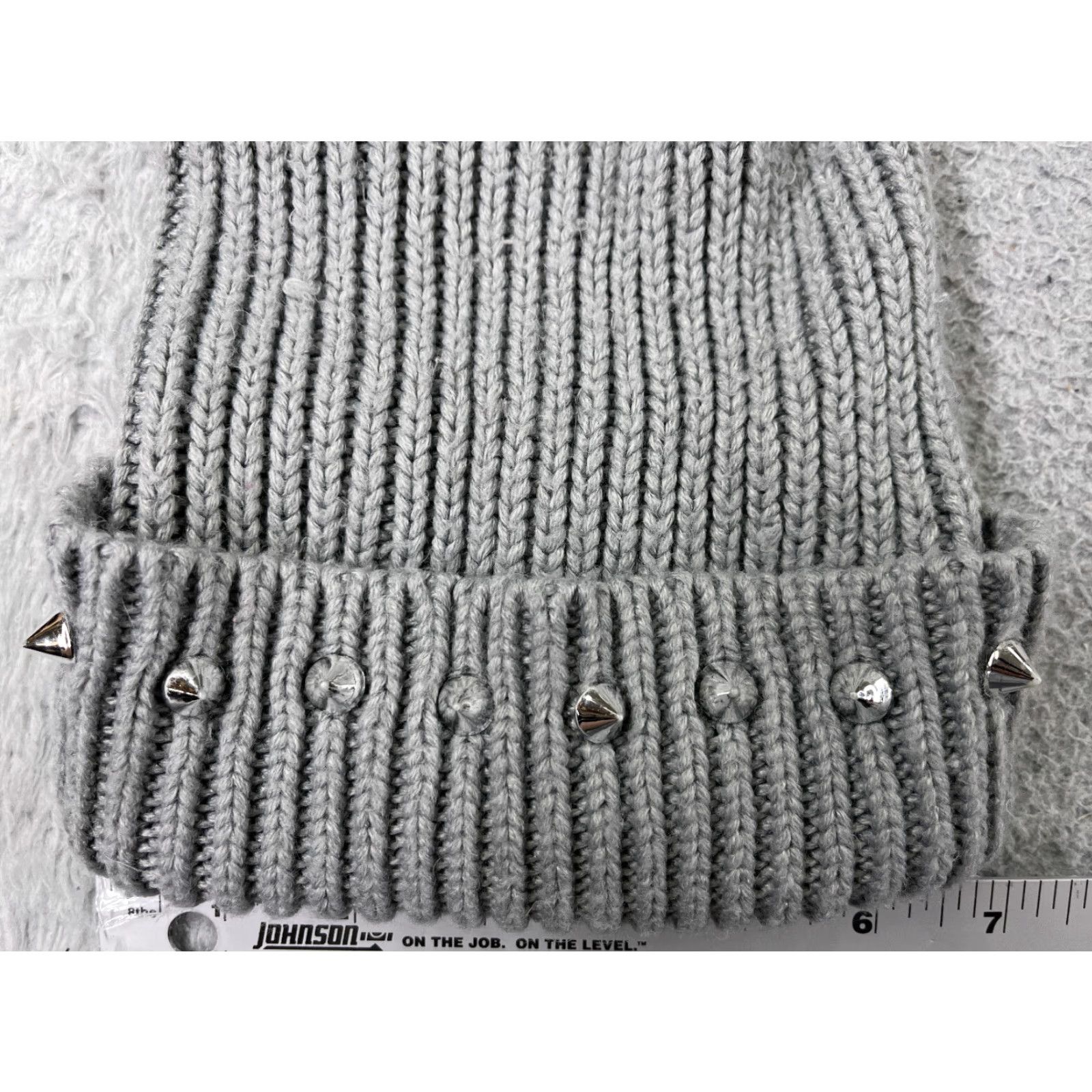 Steve Madden Steve Madden Beanie Toque Womens OS Gray Silver Spike Knit 100% Acrylic Pom Ski Size ONE SIZE - 2 Thumbnail