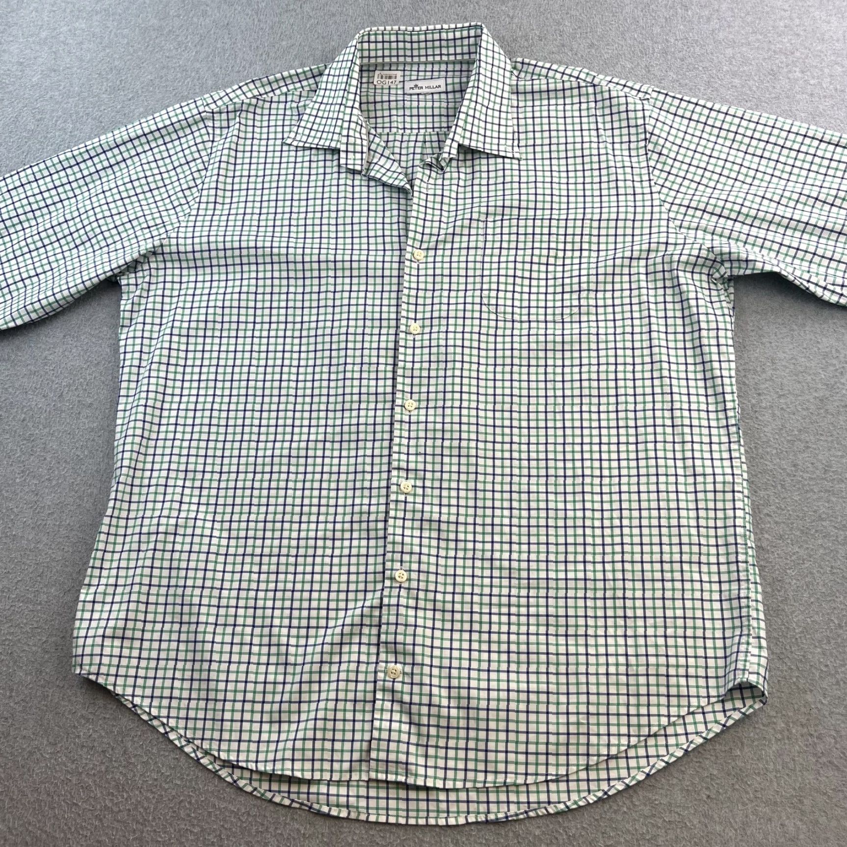 Peter Millar Peter Millar Shirt Mens Large Green Blue Check Button Down Dress Classic Preppy Shirt Size 42R - 4 Thumbnail