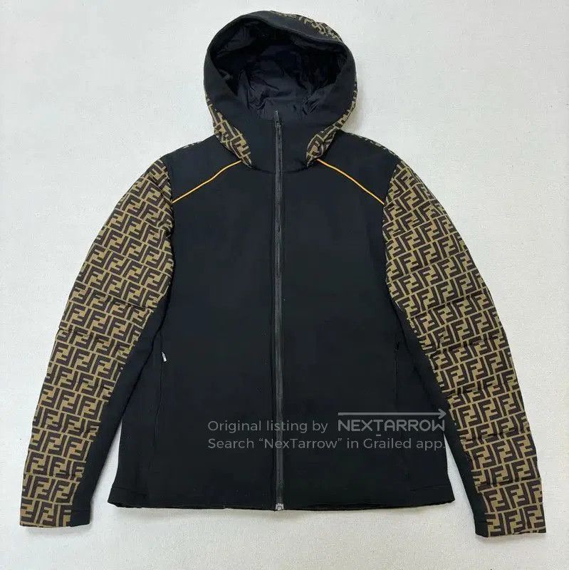 Fendi Fendi Black Cotton Logo Hooded Down Jacket . Size US XL / EU 56 / 4 - 1 Thumbnail
