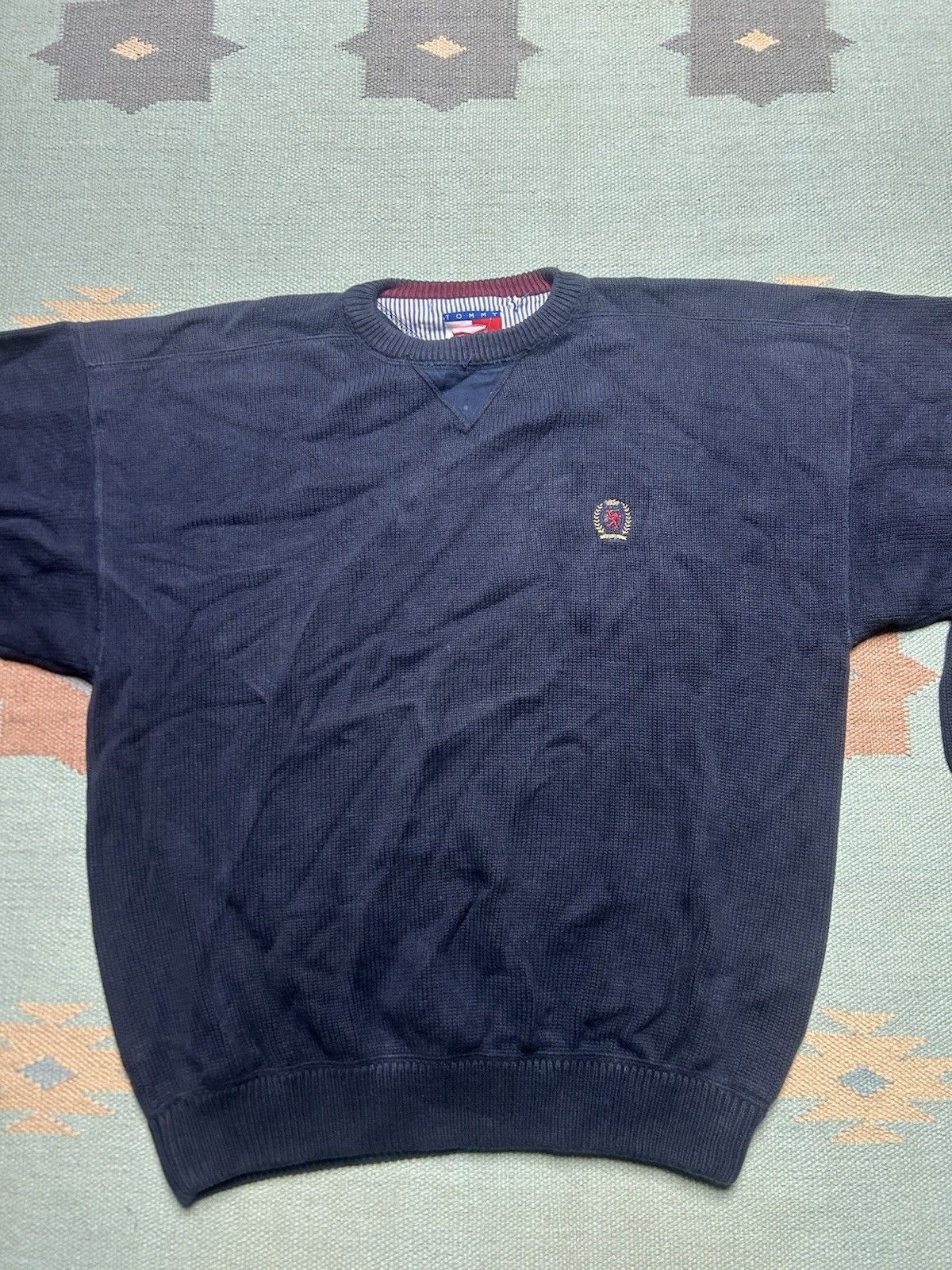 Tommy Hilfiger Vtg Tommy Hilfiger cotton knit sweater chunky heavy crest XL Size US XL / EU 56 / 4 - 2 Thumbnail
