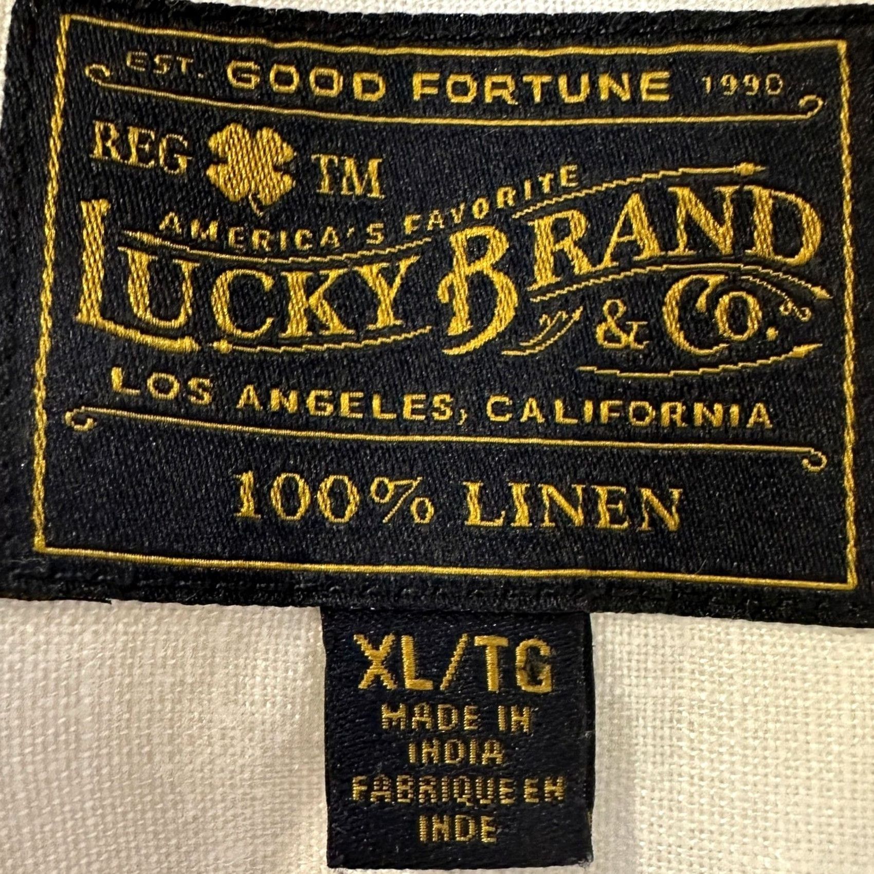 Lucky Brand Lucky Brand Linen Shirt Button Up Mens XL White Classic Fit Pockets Casual Flap Pocket Solid Breathable Easy Care Long Sleeve Collar-Up Shirt Size US XL / EU 56 / 4 - 4 Thumbnail