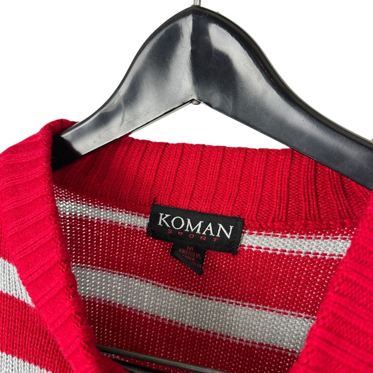 Koman × Vintage Vintage 90s Koman Sport Red Striped Knit Sweater Size US M / EU 48-50 / 2 - 8 Thumbnail