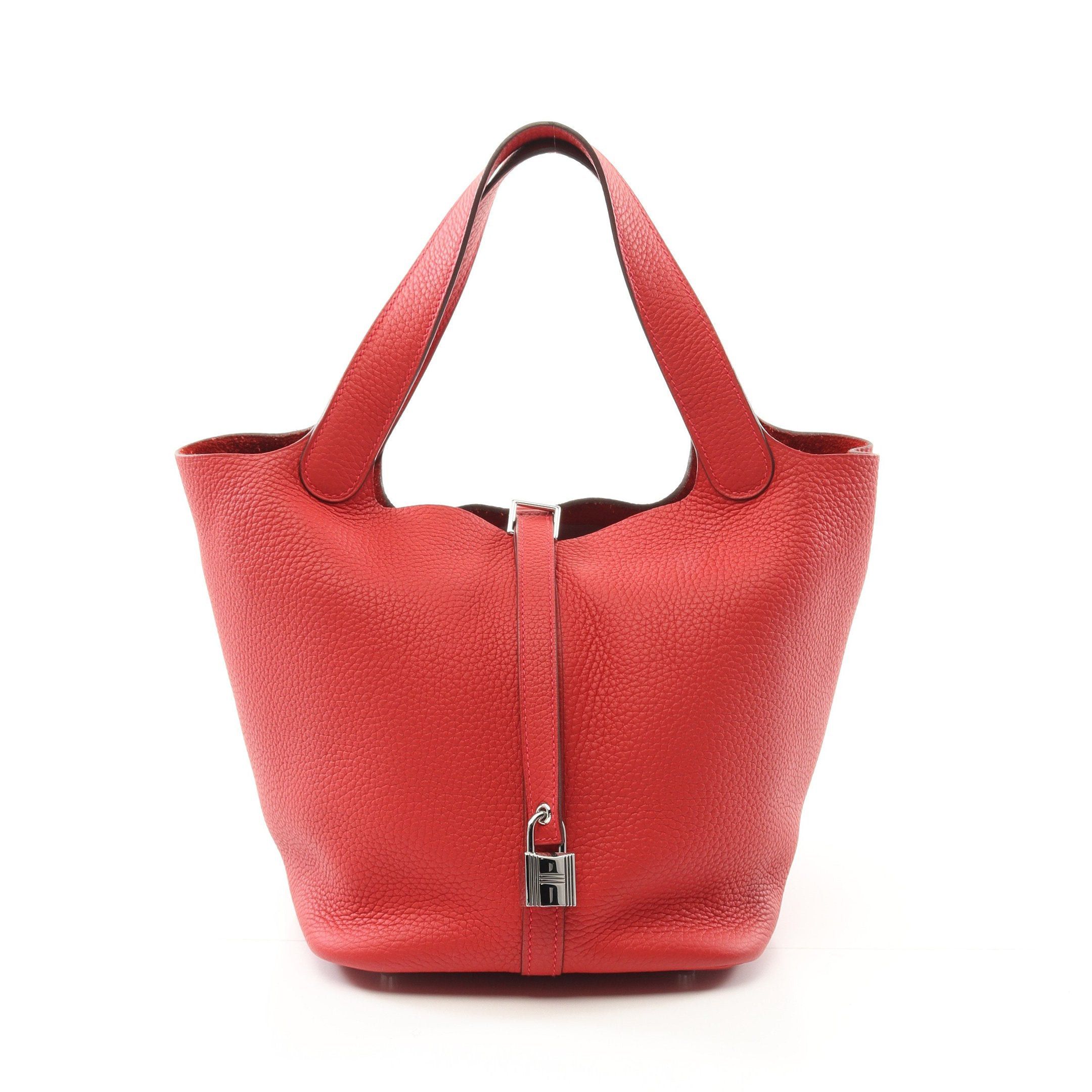Hermes Hermes Picotane Lock Mm Vermilion Handbag Clemence Leather Red Silver Hardware U Stamp Size ONE SIZE - 1 Thumbnail