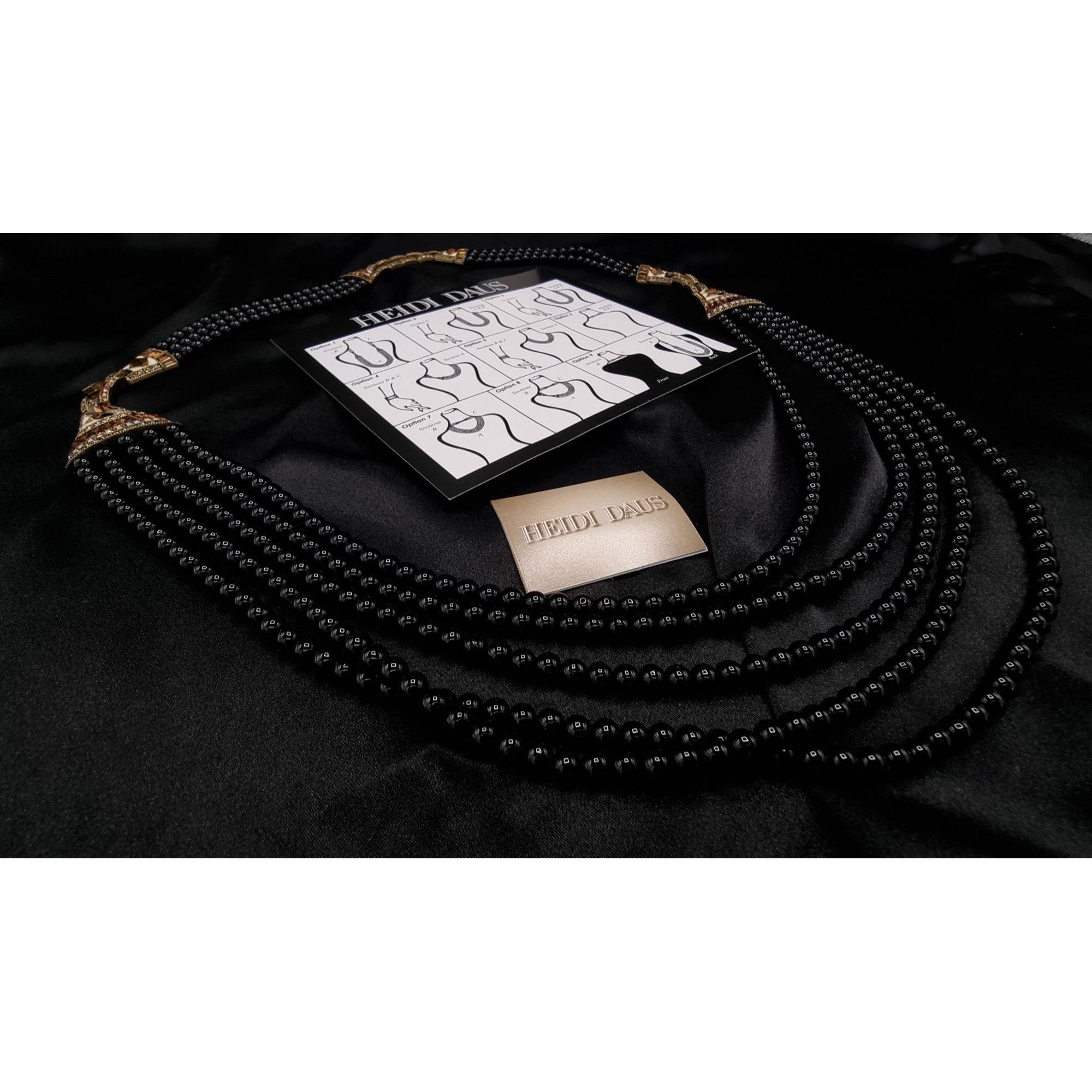 Vintage Heidi Daus Multi-Strand Black Beaded Necklace With Ornate Cr Size ONE SIZE - 4 Thumbnail