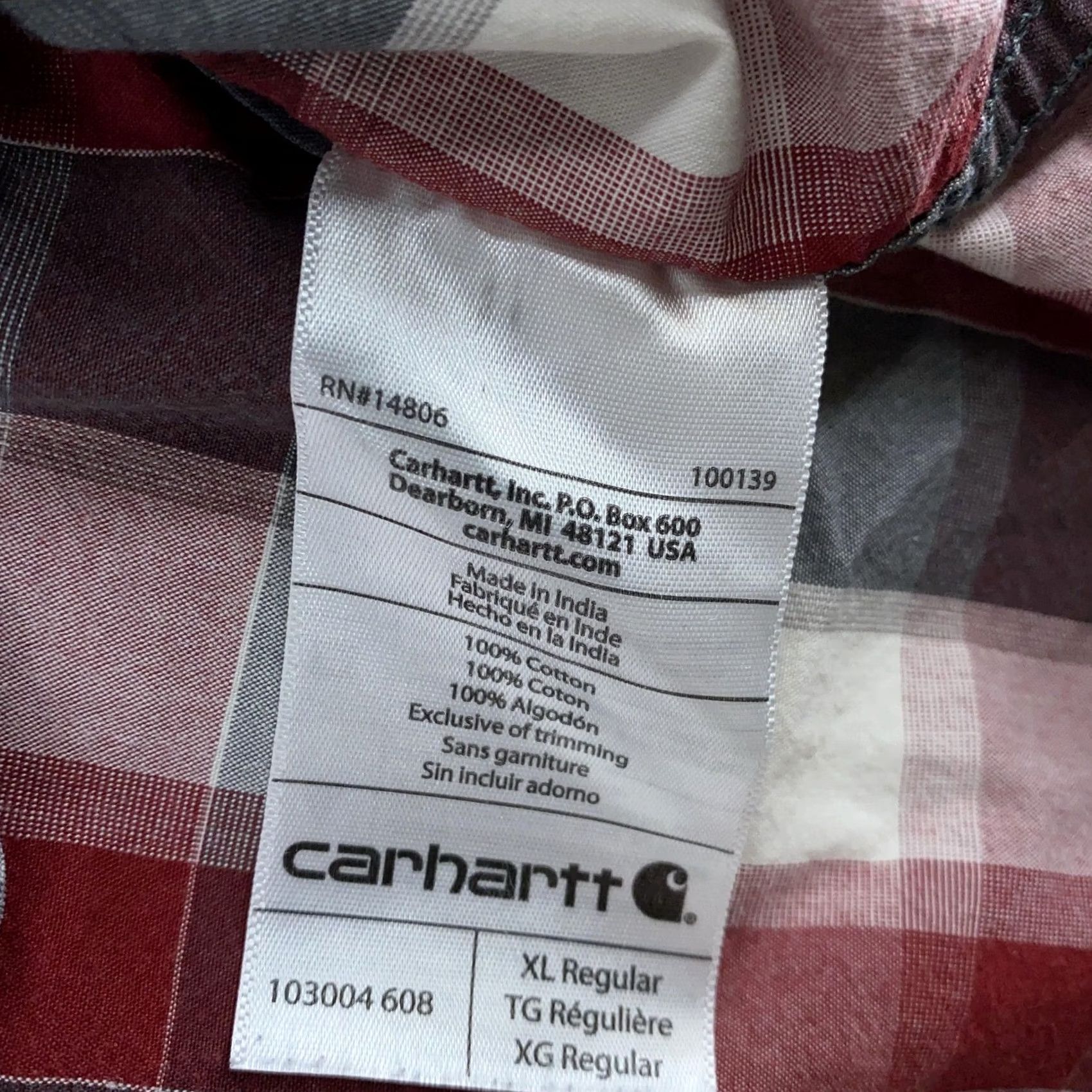 Carhartt Carhartt Shirt XL Red Plaid Short Sleeve Button-Up Work Shirt Mens Regular Fit, Lightweight Cotton, Classic Outdoor Workwear Size US XL / EU 56 / 4 - 8 Thumbnail