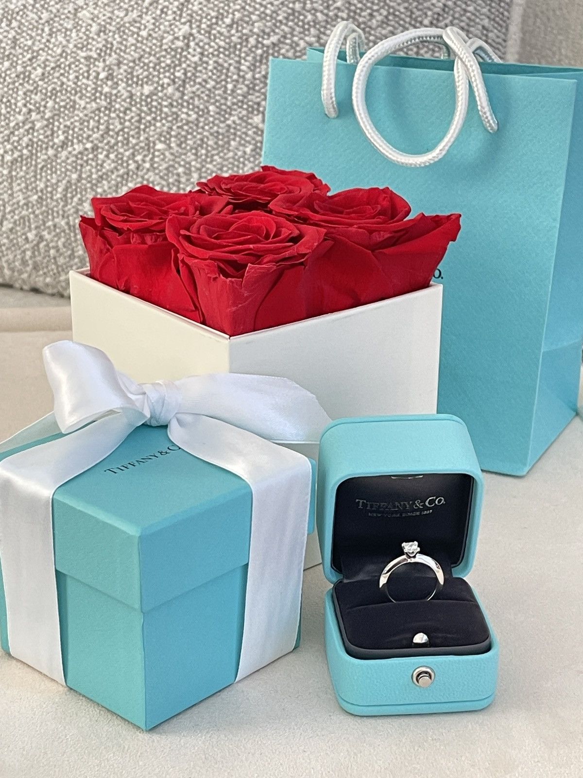 Tiffany & Co. Tiffany & Co. Platinum .31 Princess Cut Diamond Ring 4 $2880 Size ONE SIZE - 3 Thumbnail