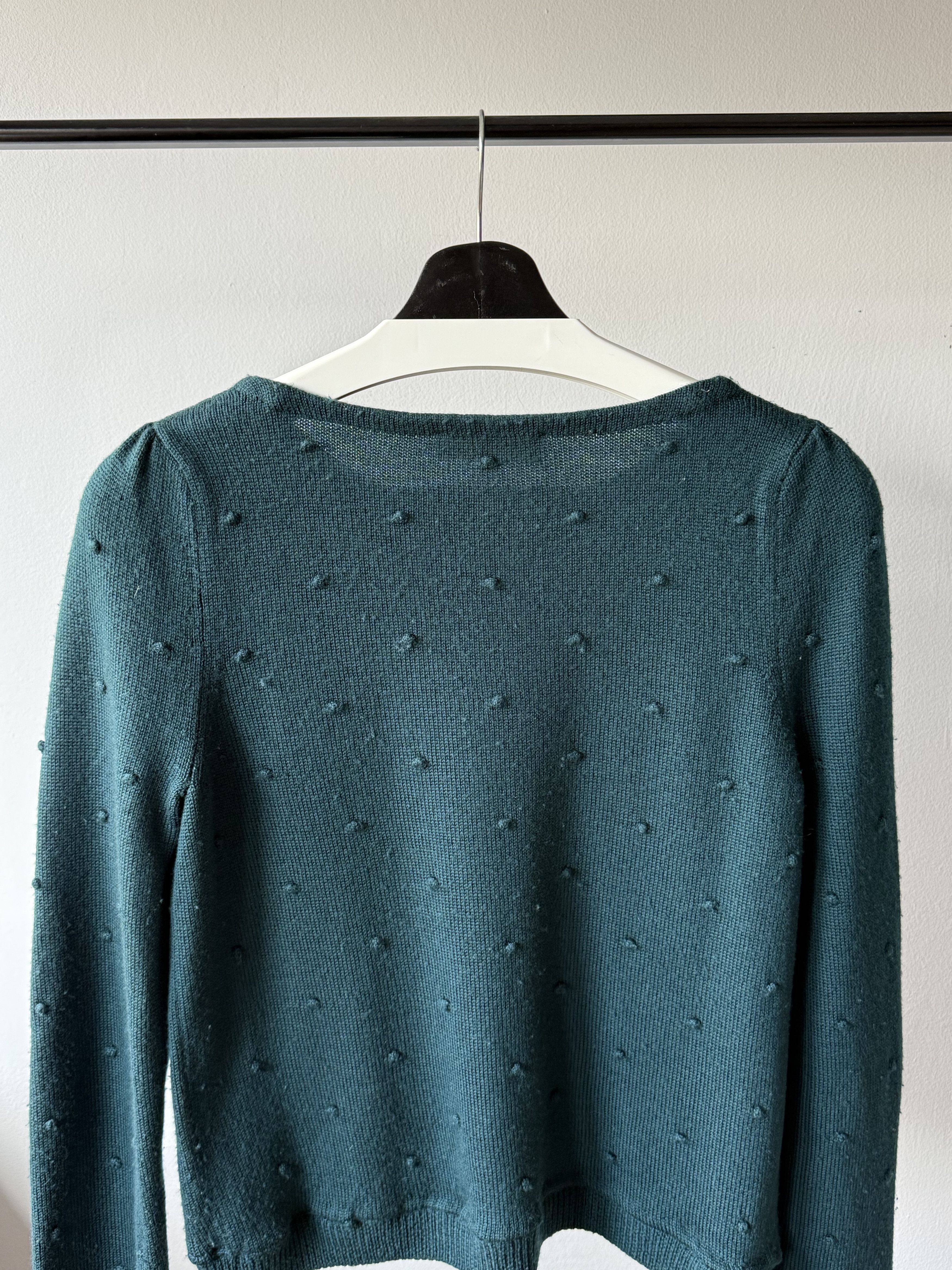 Sezane La Maille Sezane Green Merino Wool Popcorn Knitted Sweater Size S / US 4 / IT 40 - 4 Thumbnail