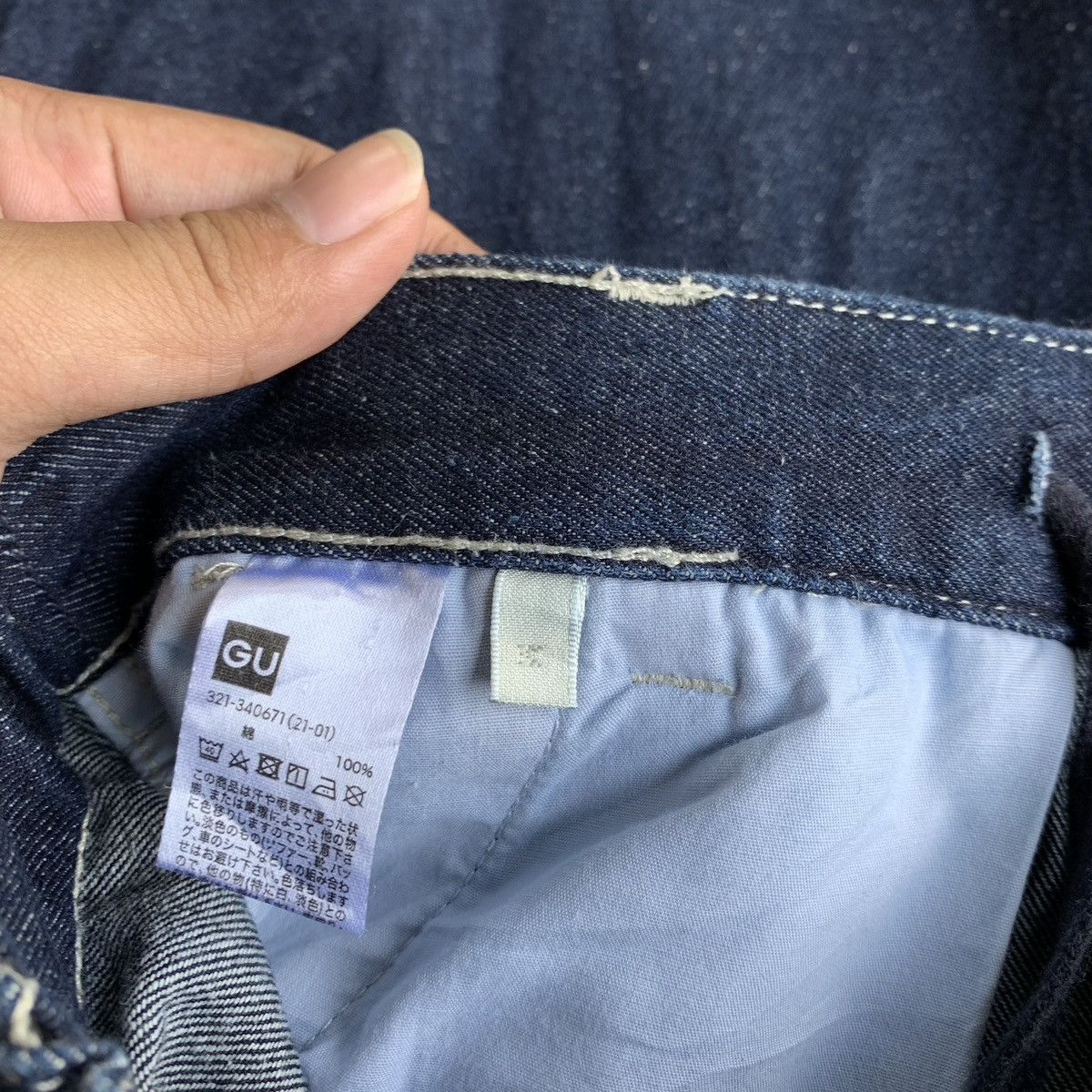 Japanese Brand Japanese Brand Contrasting Stitch GU Wide Baggy Jeans Size US 32 / EU 48 - 9 Thumbnail