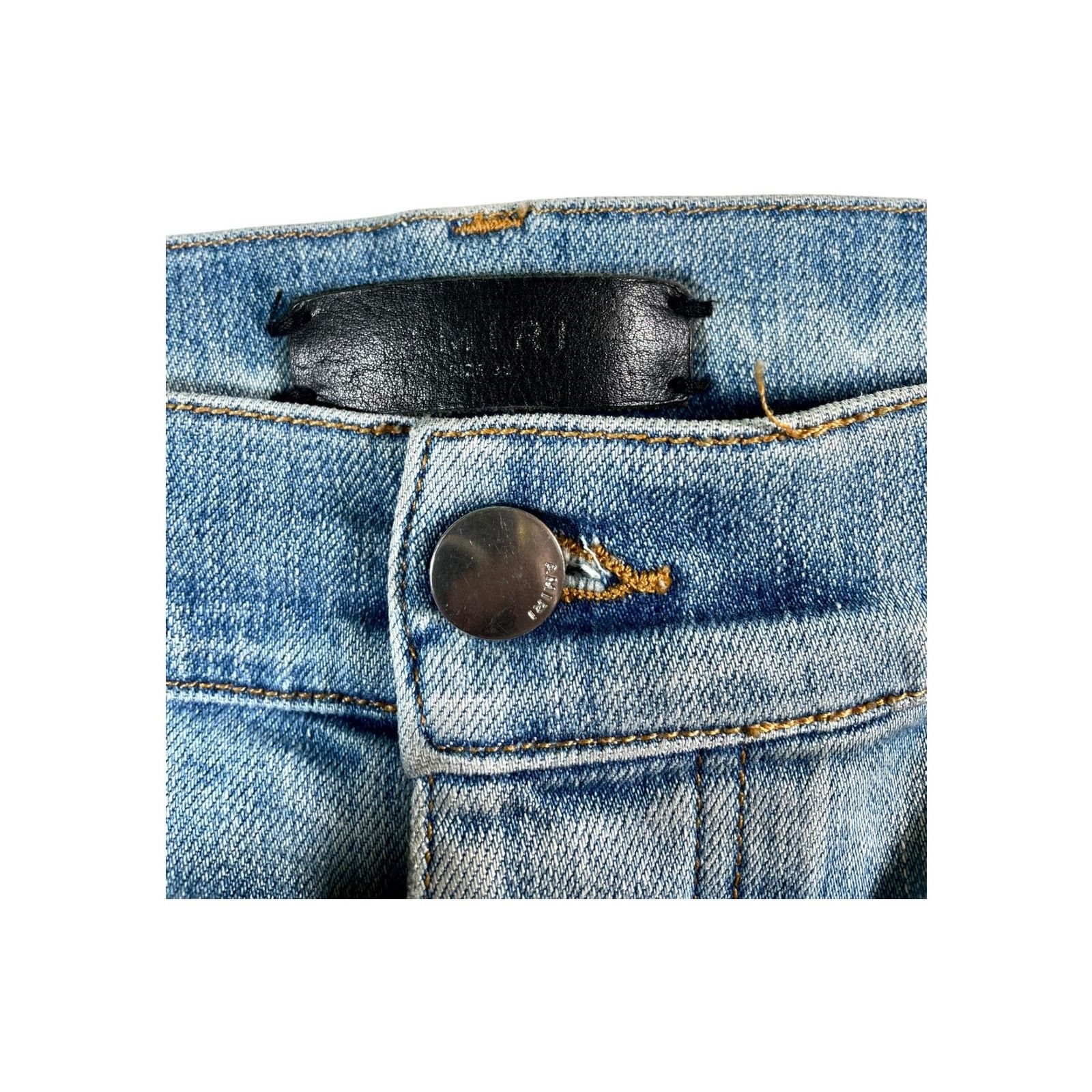 Amiri Amiri "Bandana Patch" Light Wash & Orange Jeans Size US 38 / EU 54 - 7 Thumbnail
