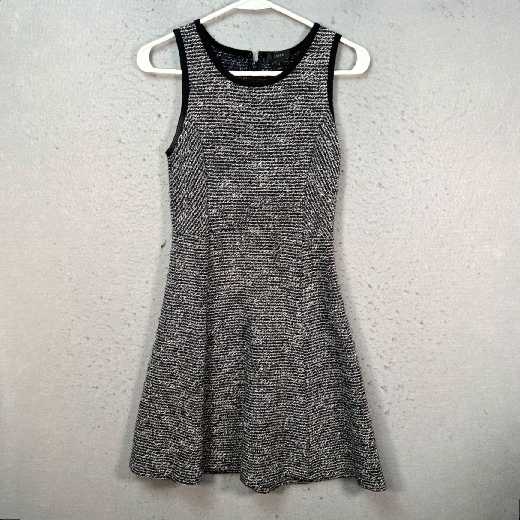 J.Crew J. Crew Black & White Tweed Fit & Flare Sleeveless Dress Wool Blend Silk, Size 0, Women, Knee Length, Vintage/Adult Womens 0, Wool Tweed, Black, CK Size XS / US 0-2 / IT 36-38 - 2 Thumbnail