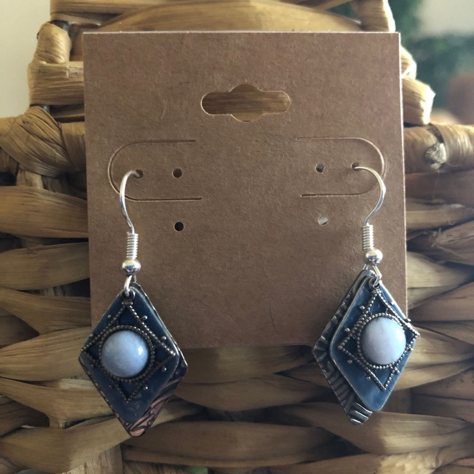Jewelry Faux moonstone layered disc fish hook earrings Size ONE SIZE - 1 Thumbnail