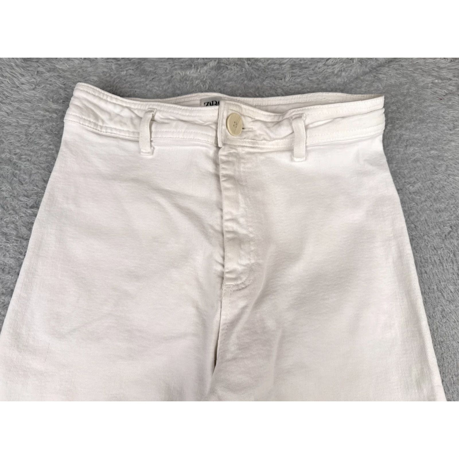 Zara Zara Jeans Juniors 5 High Rise Wide Leg White Denim 27x28 90s Womens Size 27" / US 4 / IT 40 - 4 Thumbnail