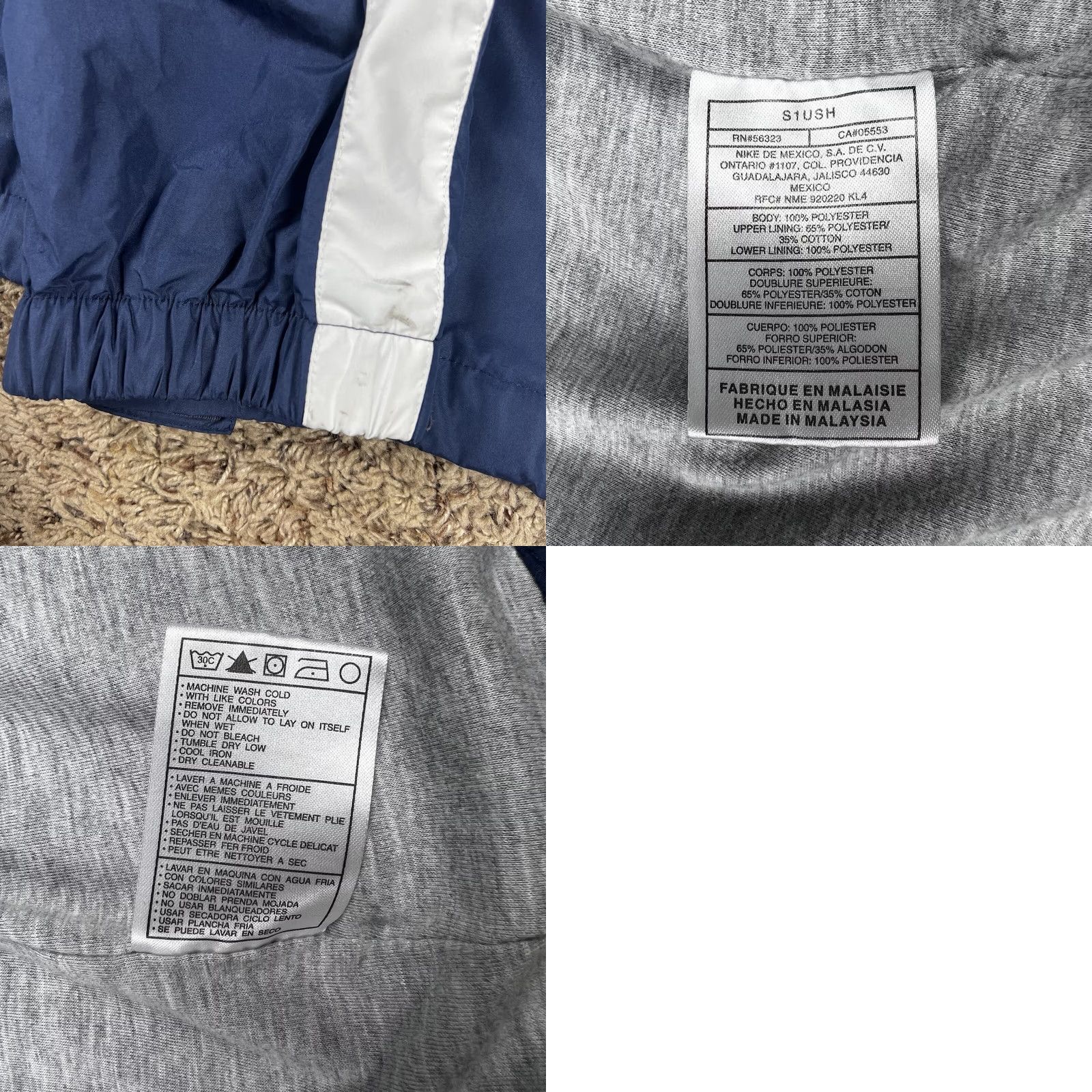 Nike VINTAGE Nike Zip Up Windbreaker Jacket Blue XL White Embroidered Swoosh Logo Mens Jacket Size US XL / EU 56 / 4 - 10 Thumbnail