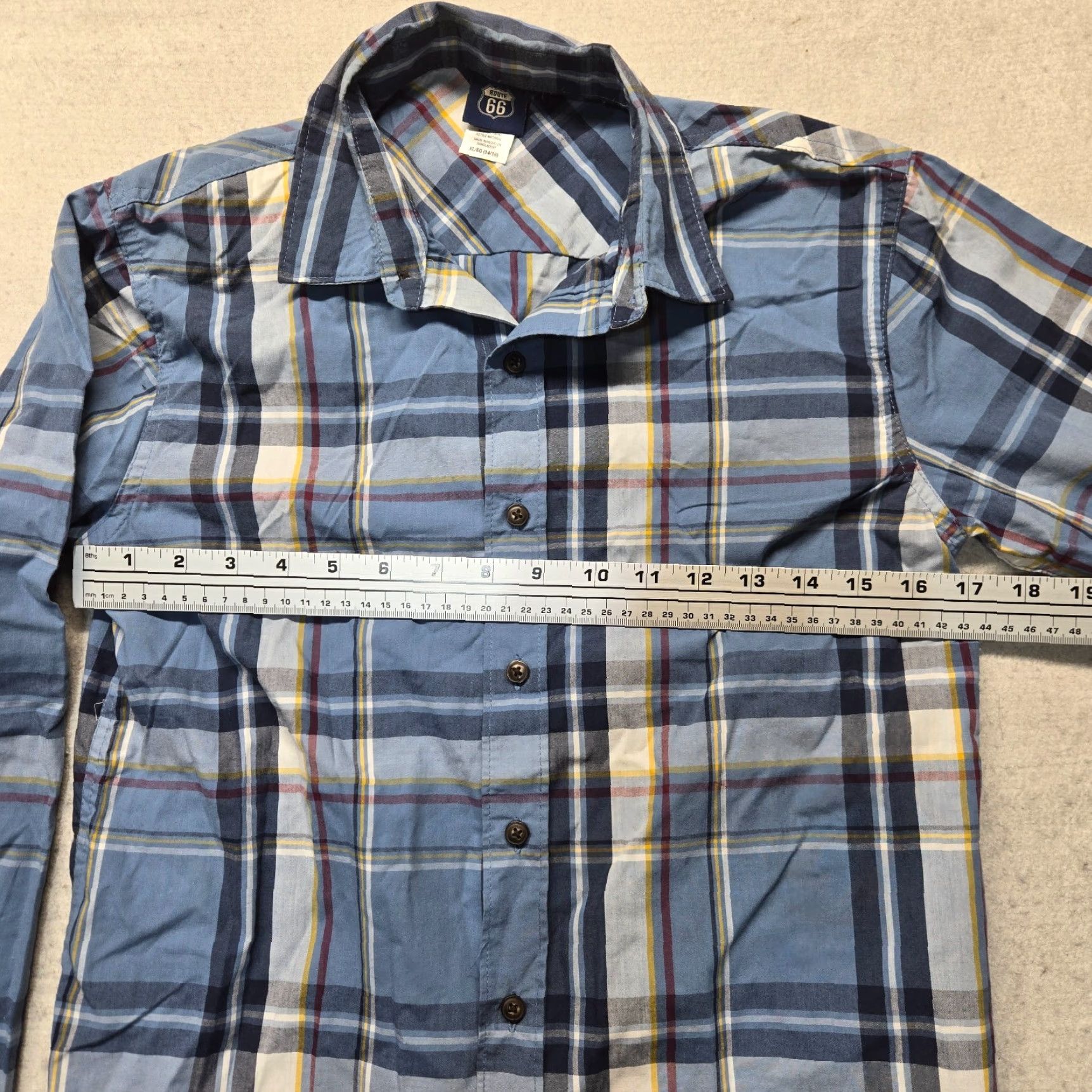 Route 66 Route 66 Shirt Button-Up Blue Plaid Long Sleeve Cotton XL Men’s Casual Shirt Size US XL / EU 56 / 4 - 4 Thumbnail