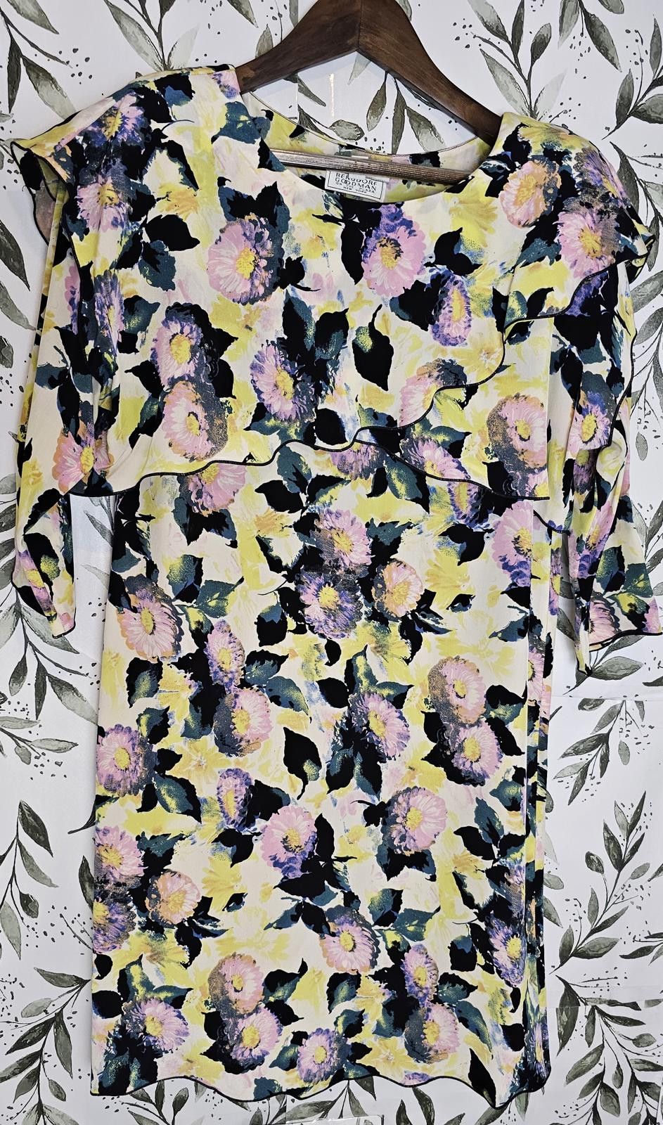 Bergdorf Goodman Bergdorf Goodman Dress Yellow Womens Size P Short Floral Size S / US 4 / IT 40 - 1 Thumbnail