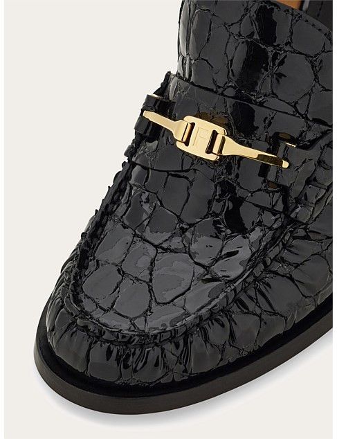 Salvatore Ferragamo o1s1rm0526 F-Buckle Heeled Loafers in Black Size US 6 / IT 36 - 5 Thumbnail