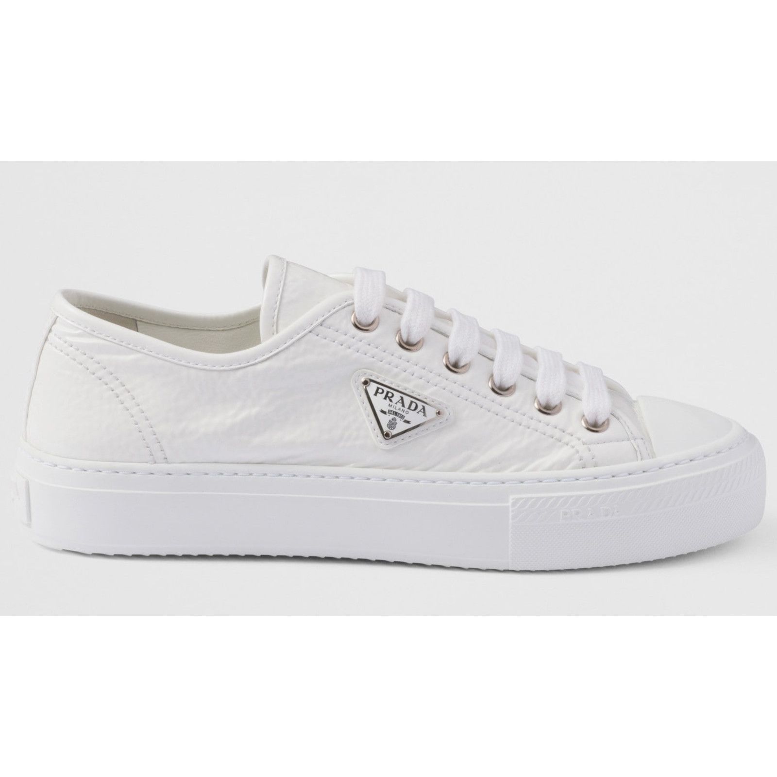 Prada Prada Smash Patent Logo Lace Up Flat Low Top Sneaker 40 Size US 10 / IT 40 - 3 Thumbnail