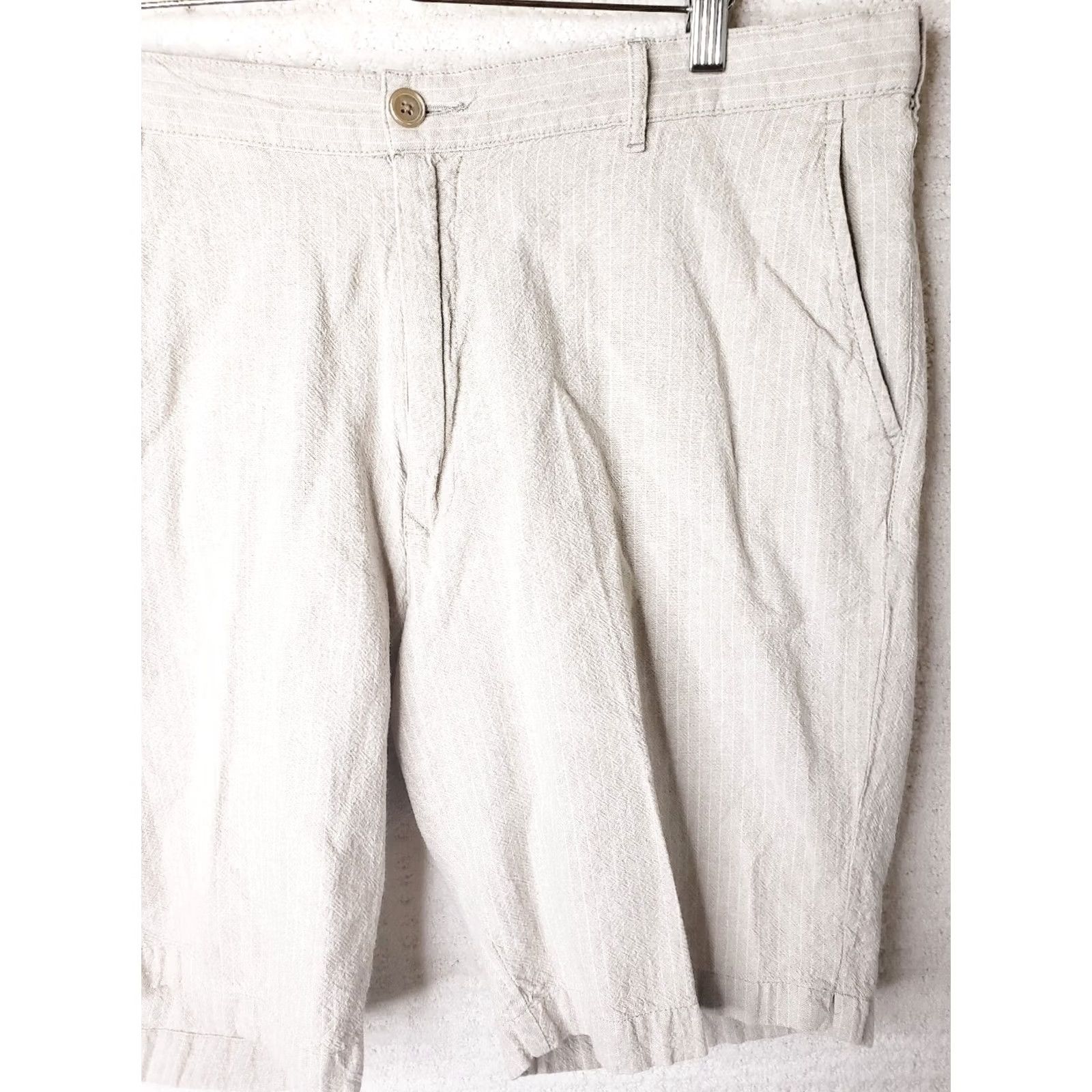 Jos. A. Bank Jos A Bank Shorts Mens 38x10 Tan Striped Linen 55% Cotton 45% Blend Breathable Chino Size US 38 / EU 54 - 3 Thumbnail