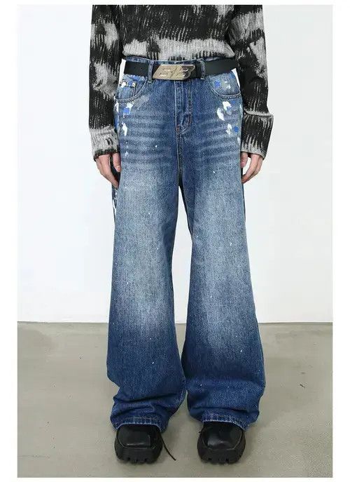 Jean Men's American high street ink-splashed jeans Size US 32 / EU 48 - 1 Thumbnail