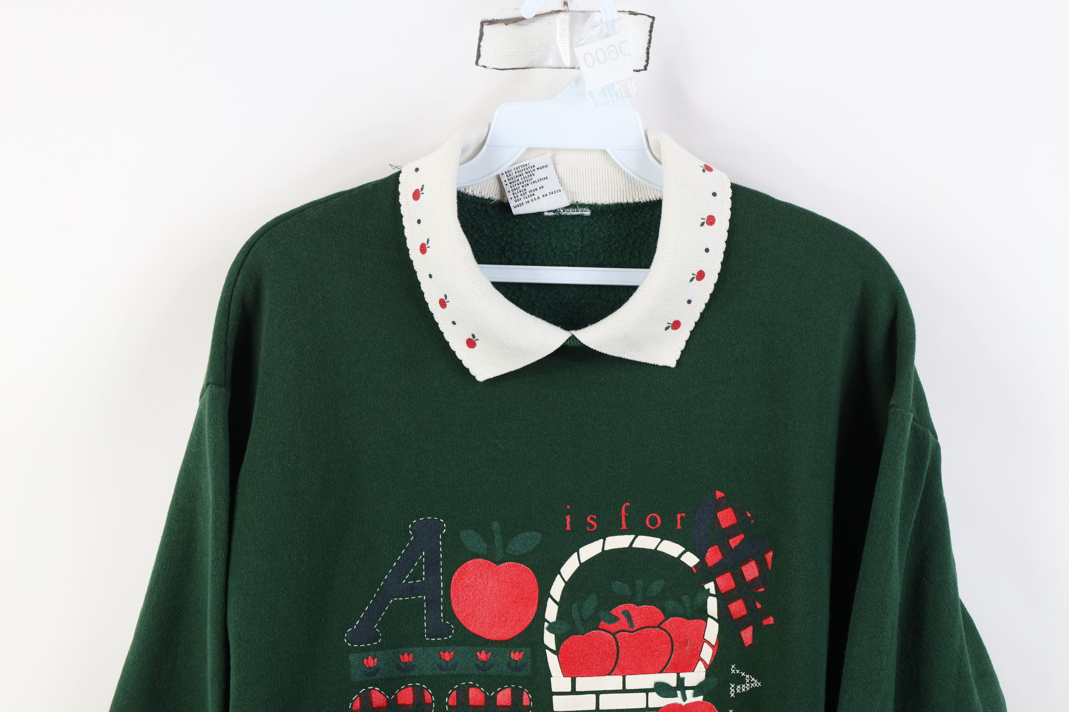 Vintage Vintage 90s Streetwear Apple Orchard Collared Sweatshirt USA Size L / US 10 / IT 46 - 2 Thumbnail