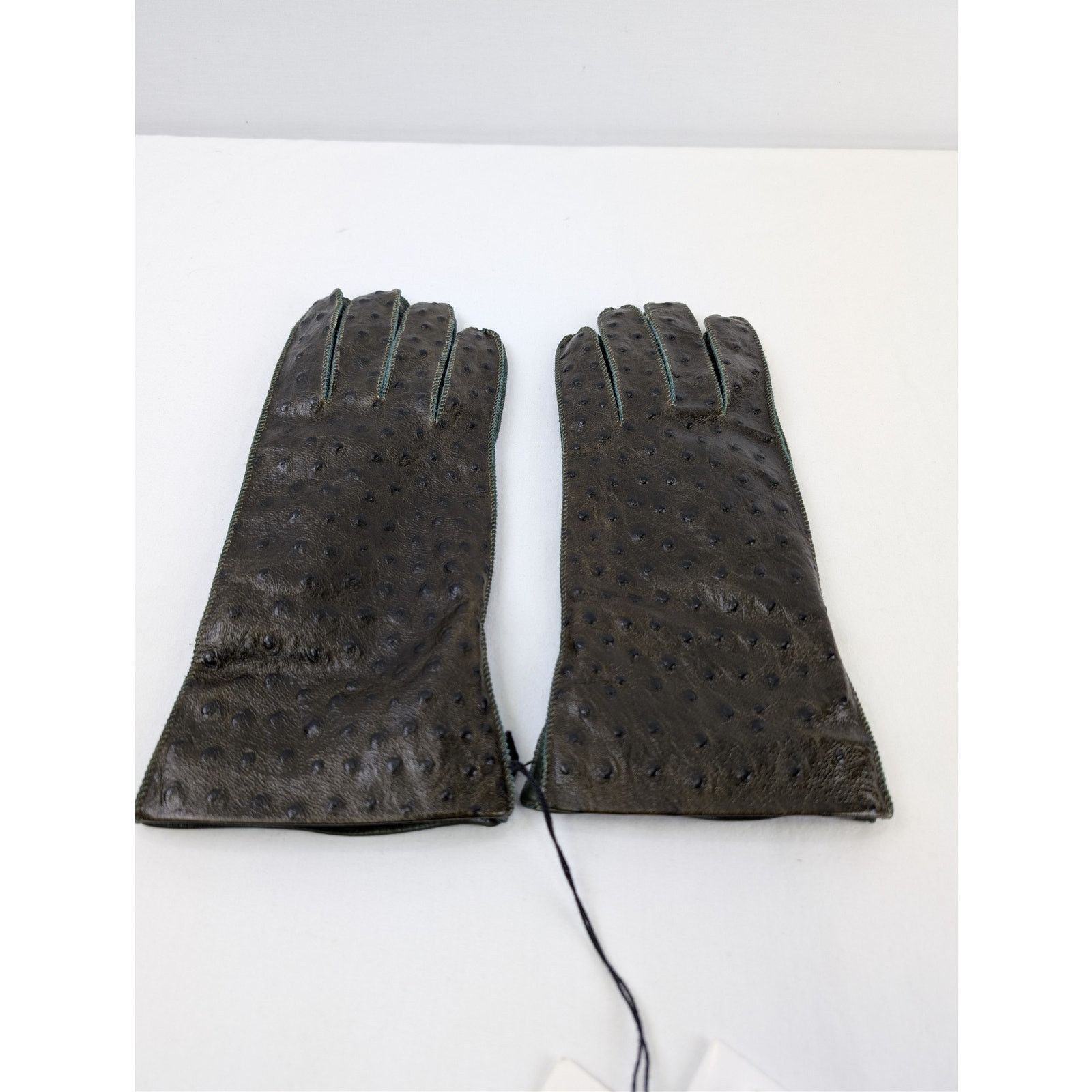 Bottega Veneta o1rshd1 Q:2/ Size:8/ Emboss Ostrich Leather Gloves Seaweed Size ONE SIZE - 2 Thumbnail