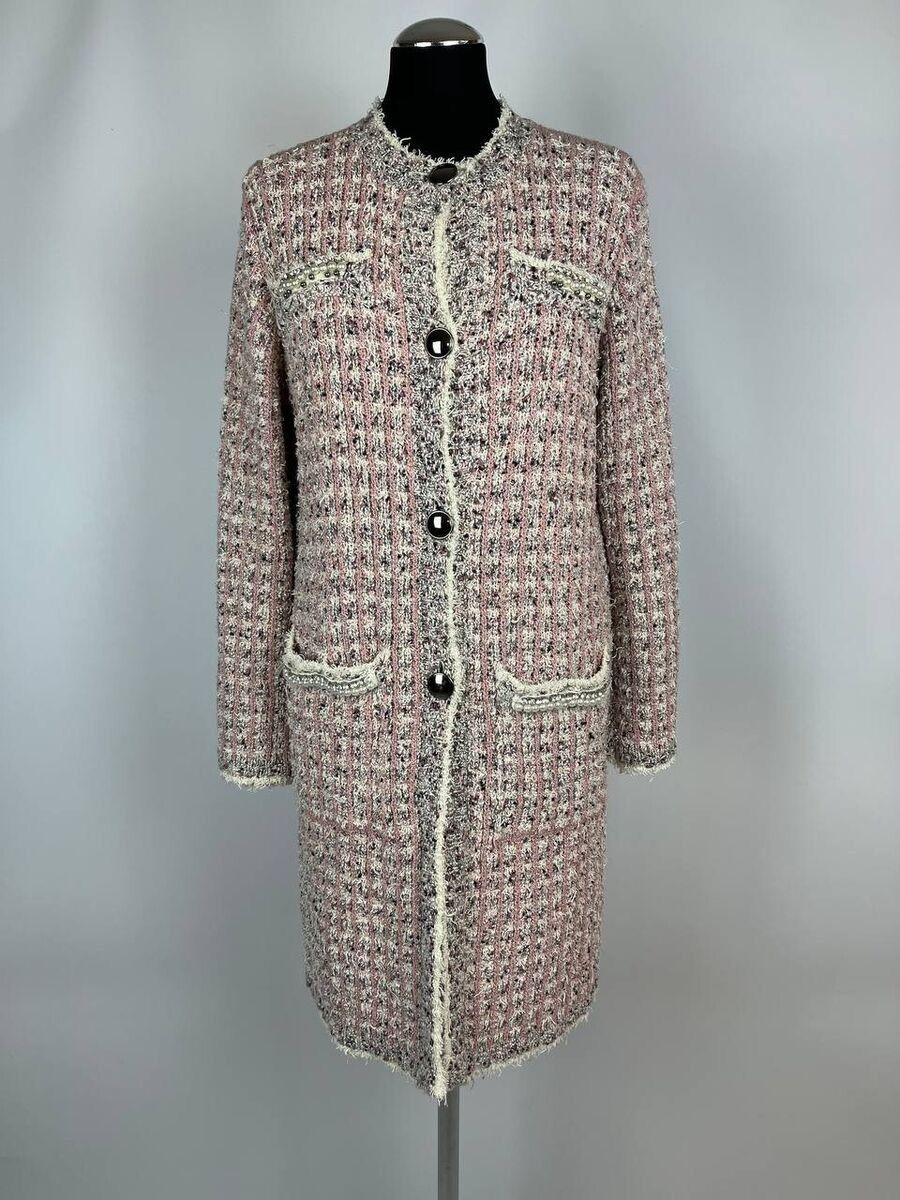 Designer × TWINSET TWINSET Jacquard Multicolor Coat Size S Made In Italy Size S / US 4 / IT 40 - 1 Thumbnail