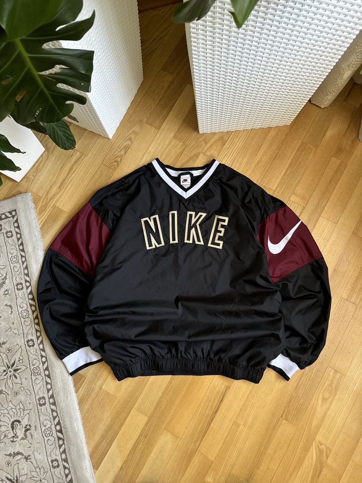 Nike 90s Vintage Nike Big Logo Spellout Swoosh Nylon Sweatshirt Grailed
