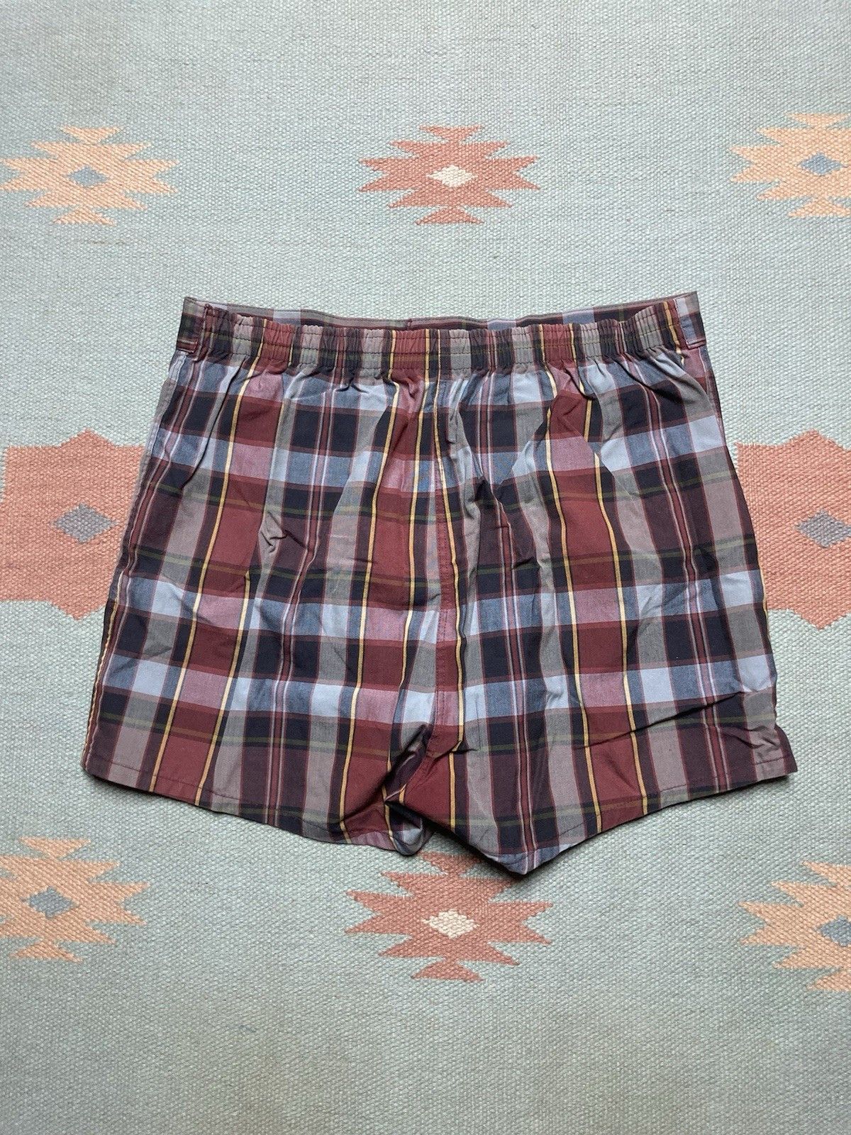 Vintage vtg 1960s swim trunks shorts plaid cotton Union made men’s Size US 33 - 7 Thumbnail