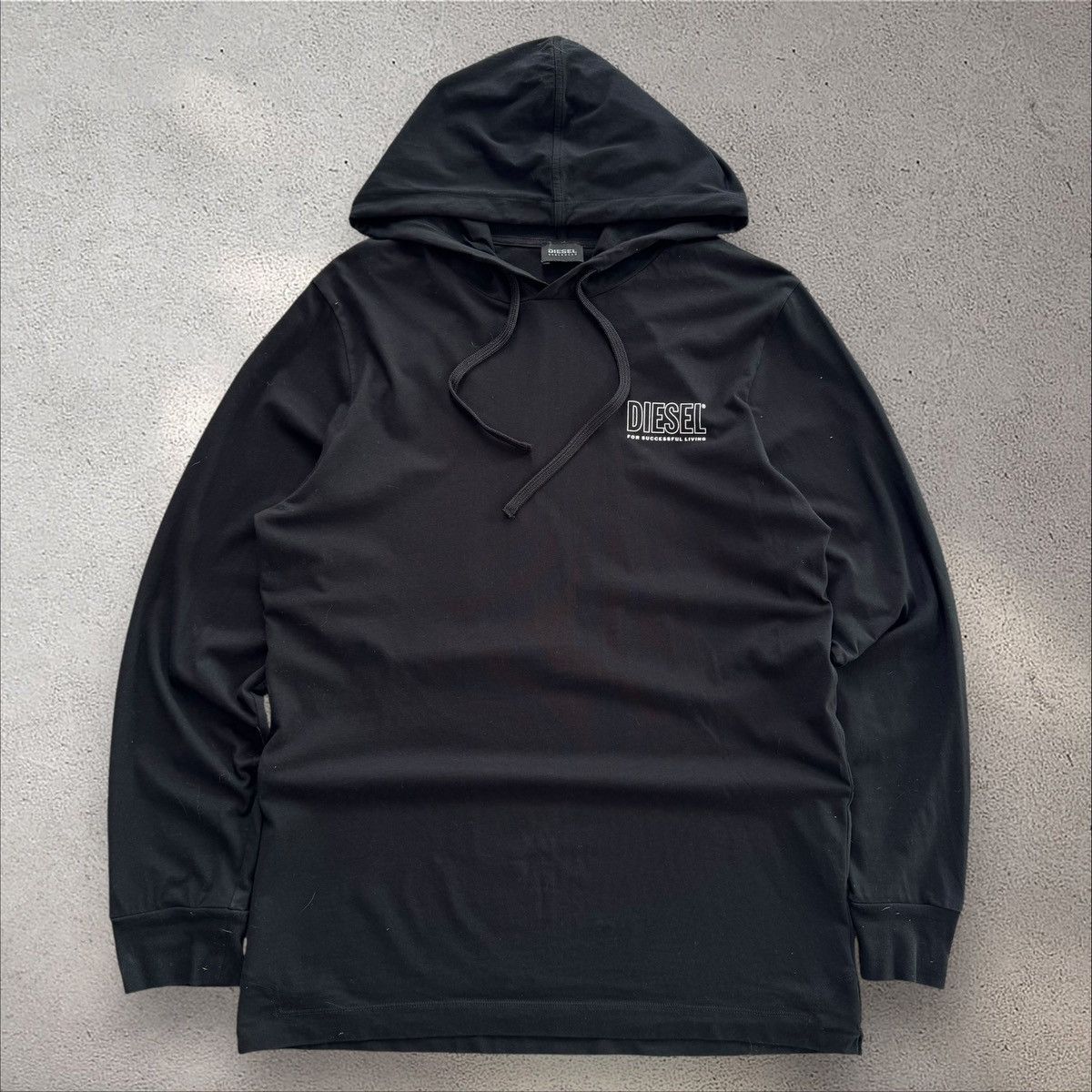 Diesel × Vintage DIESEL Y2K BLACK LONG HOODIE Size M / US 6-8 / IT 42-44 - 1 Thumbnail