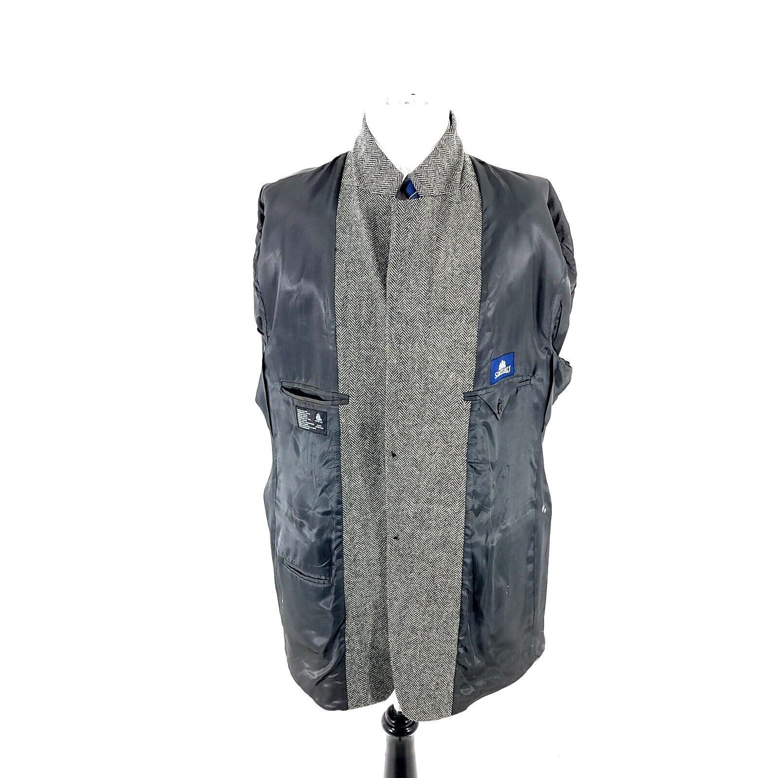 Stafford Stafford Tweed Wool 2 Button Sport Coat 44R Cream Black Herr Size 44R - 9 Thumbnail